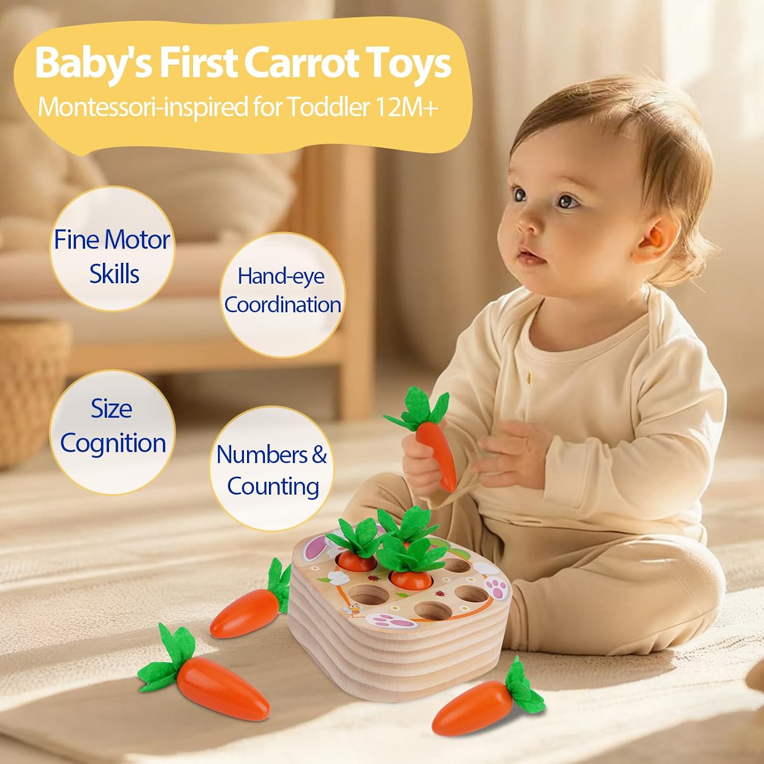 Detalle 2 de KMTJT Rabbit Carrot Harvest Montessori Toy