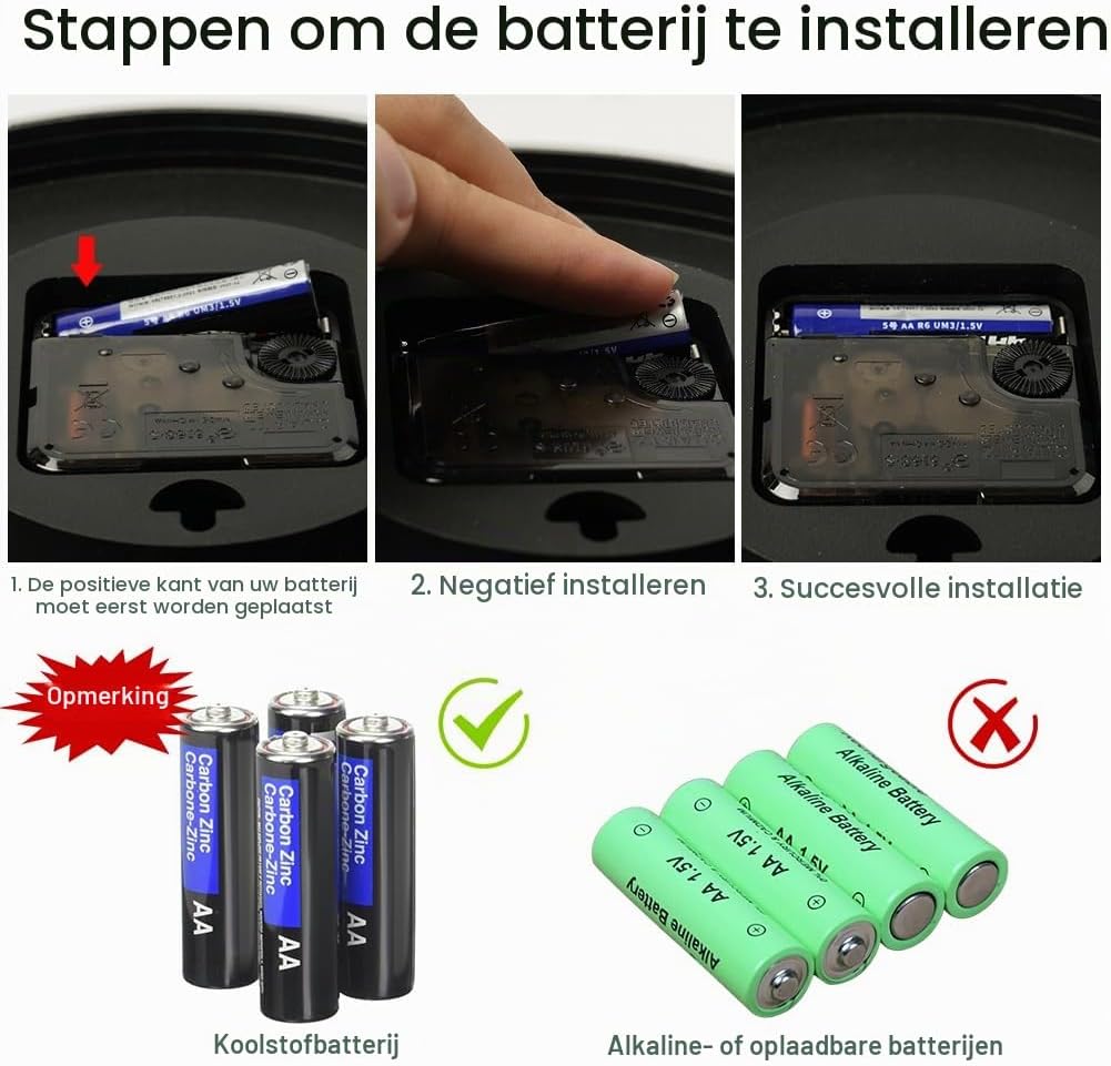 Detalle 2 de Aolso 20,3 cm wandklok met stil kwartsuurwerk en analoge wijzerplaat