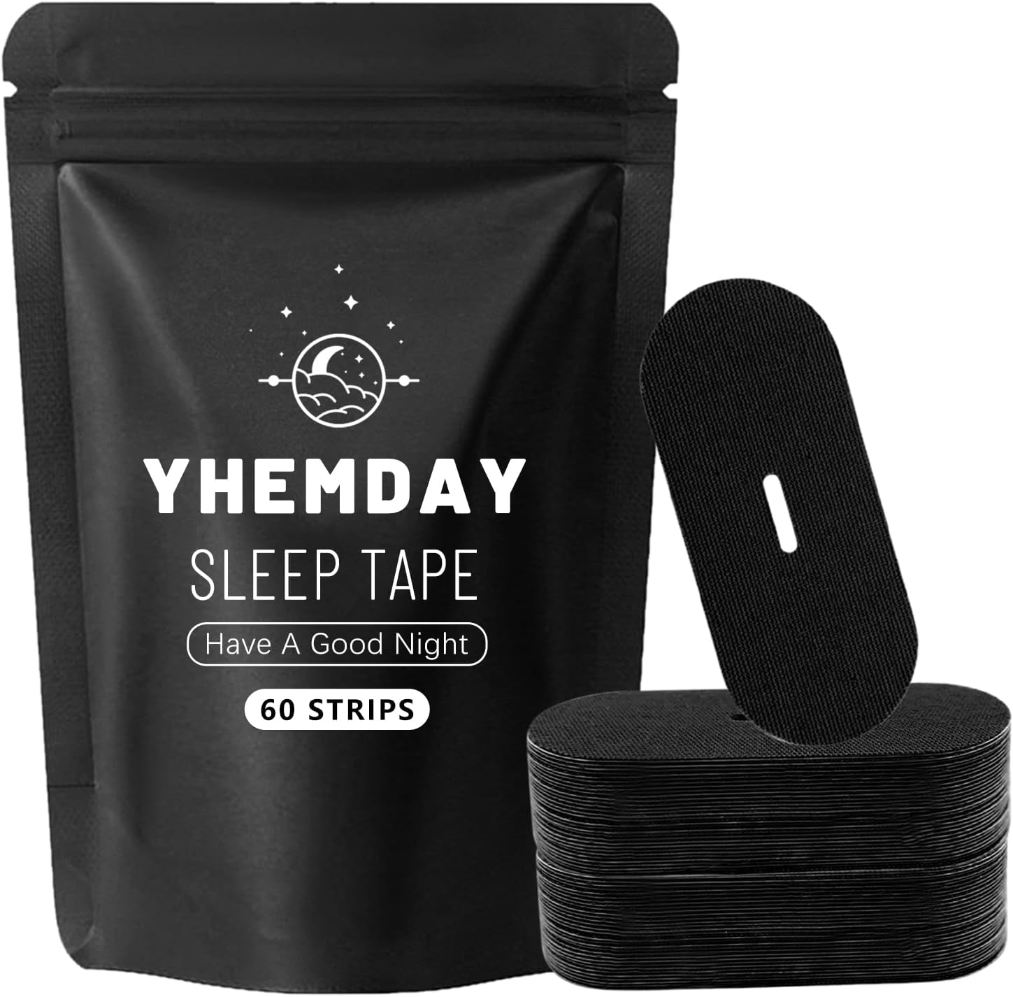 Detalle de YHEMDAY munremsor för sömn, 60 st, 76 × 38 mm, svarta
