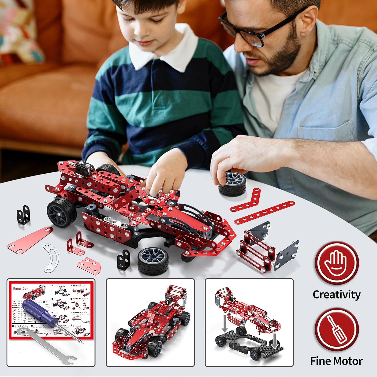 Detalle 2 de STEM Model Car Building Kit, 287 Pieces