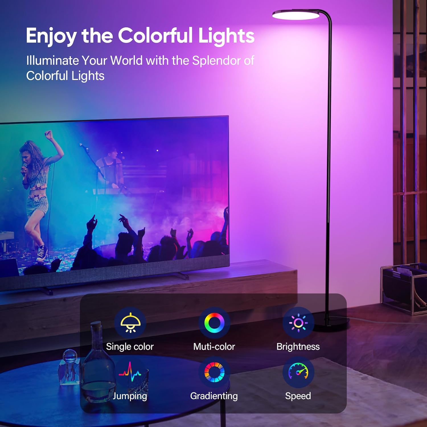 Thumbnail 2 de SIBRILLE RGB Floor Lamp (36W) with Remote, Stepless Dimming & 350° Rotating Torchiere Head