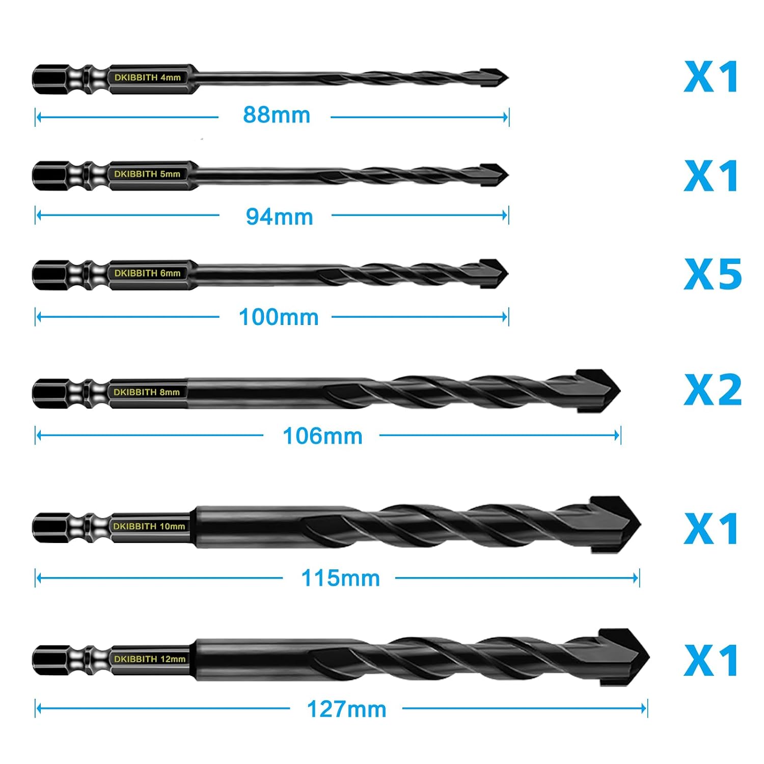 Detalle de 11 Pcs Masonry Drill Bits Carbide Concrete Drill Bit Set for Stone, Tile, Brick & More – 6mm Hex Shank with Case