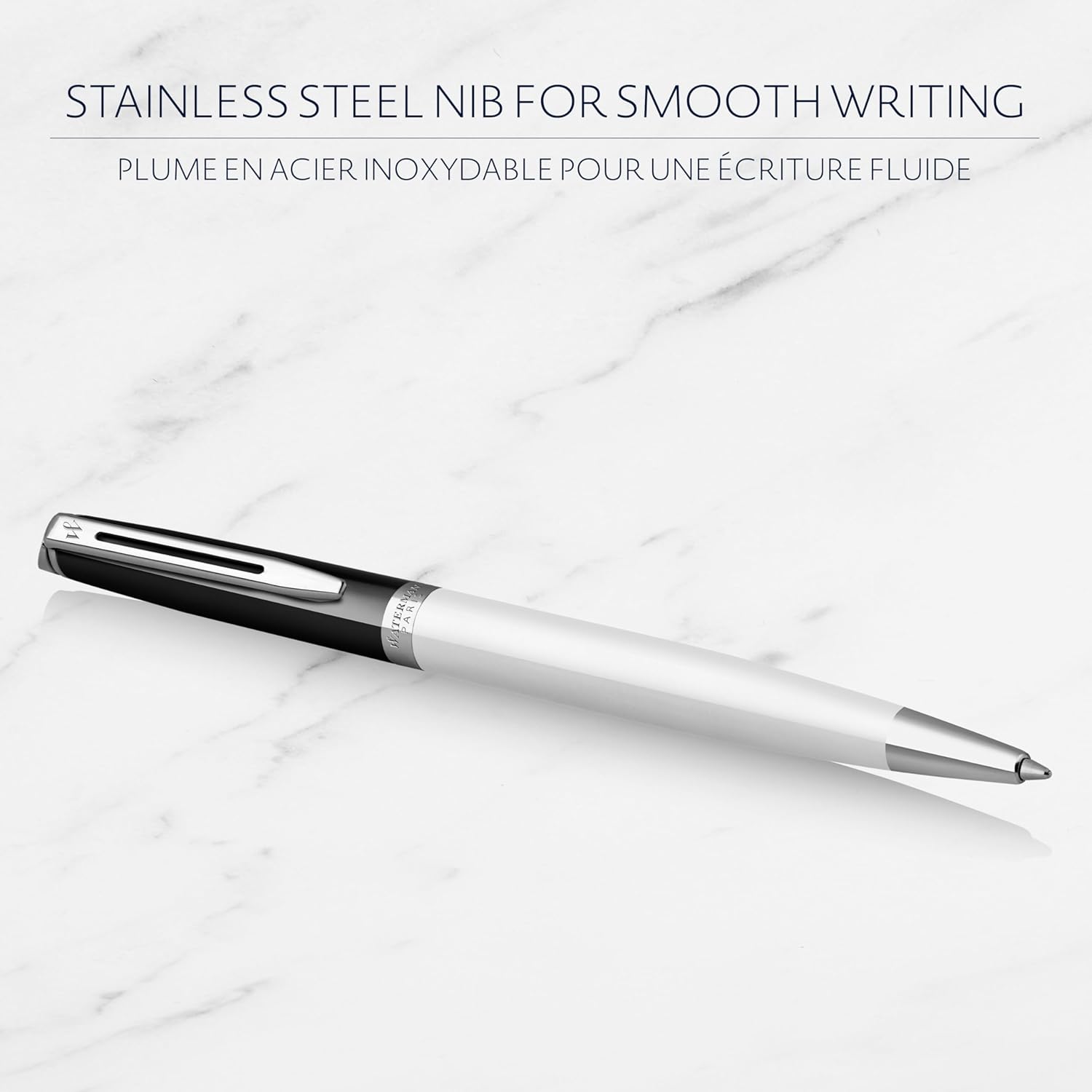 Thumbnail 3 de Waterman Hémisphère Stylo bille – laque noire et blanche, pointe moyenne, encre bleue, coffret cadeau