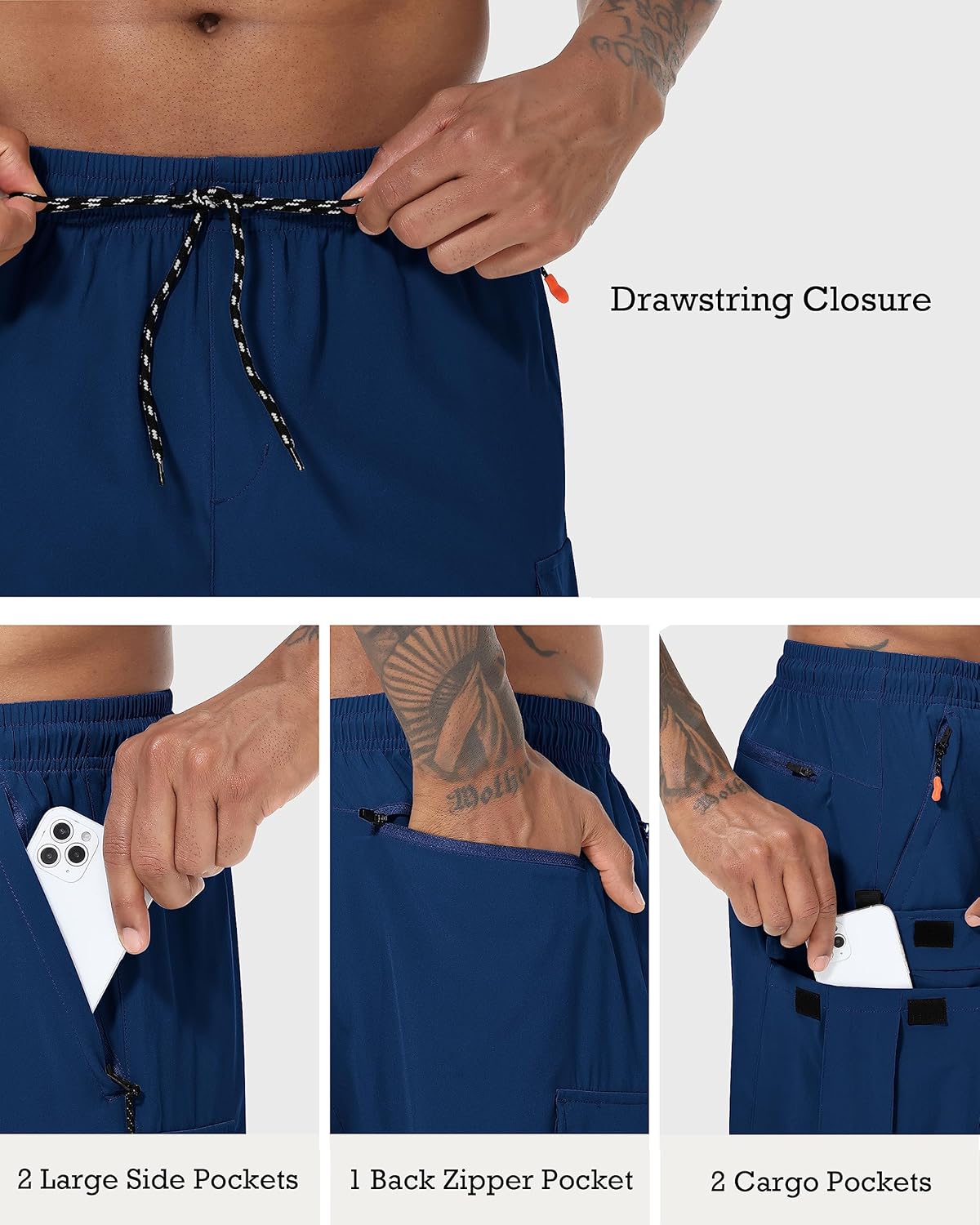 Thumbnail 4 de Men's Cargo Shorts: Quick Dry, Lightweight, Stretch Hiking Shorts with 5 Pockets (No Lining)