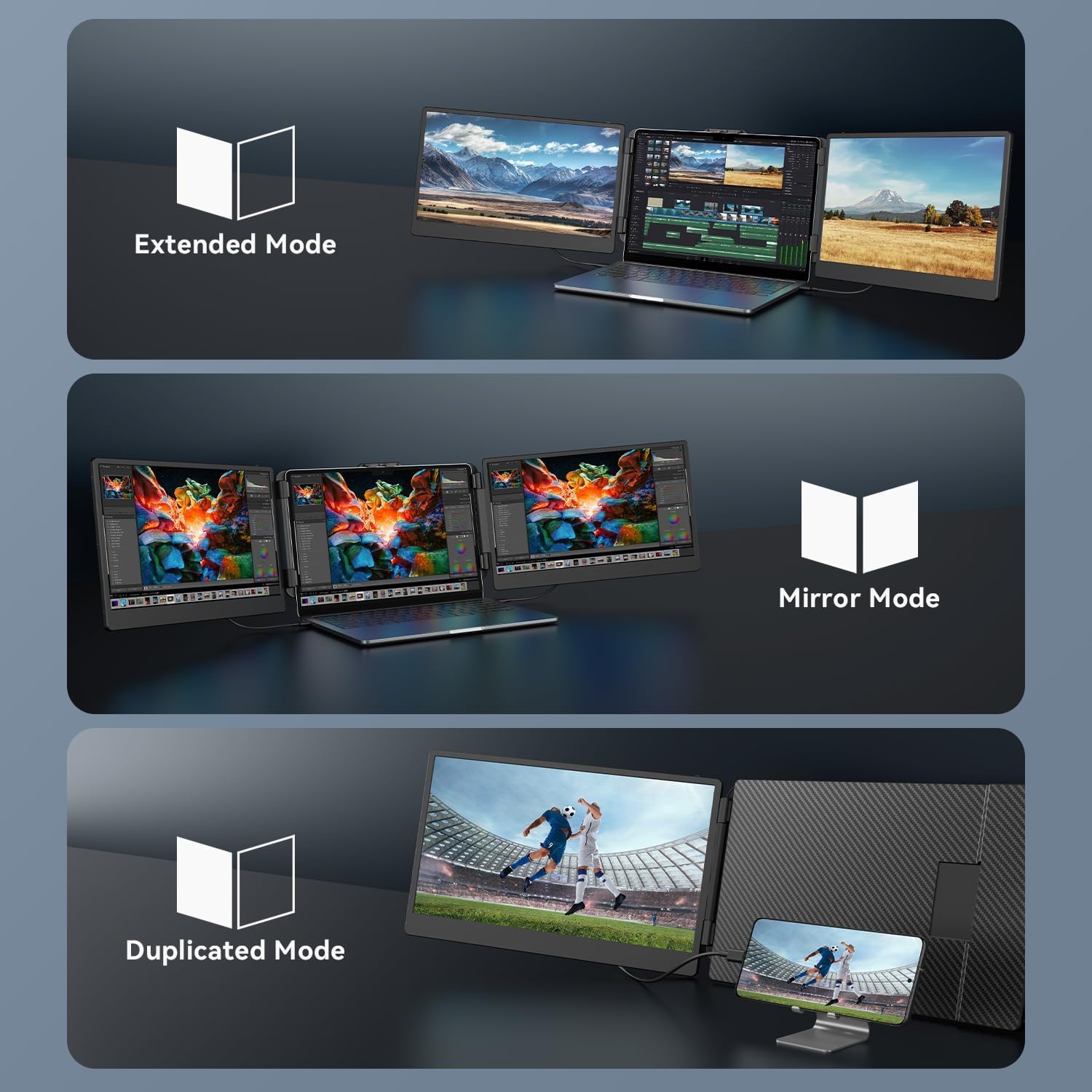 Detalle 2 de APILDELLA 14" Triple Laptop Screen Extender 1080P