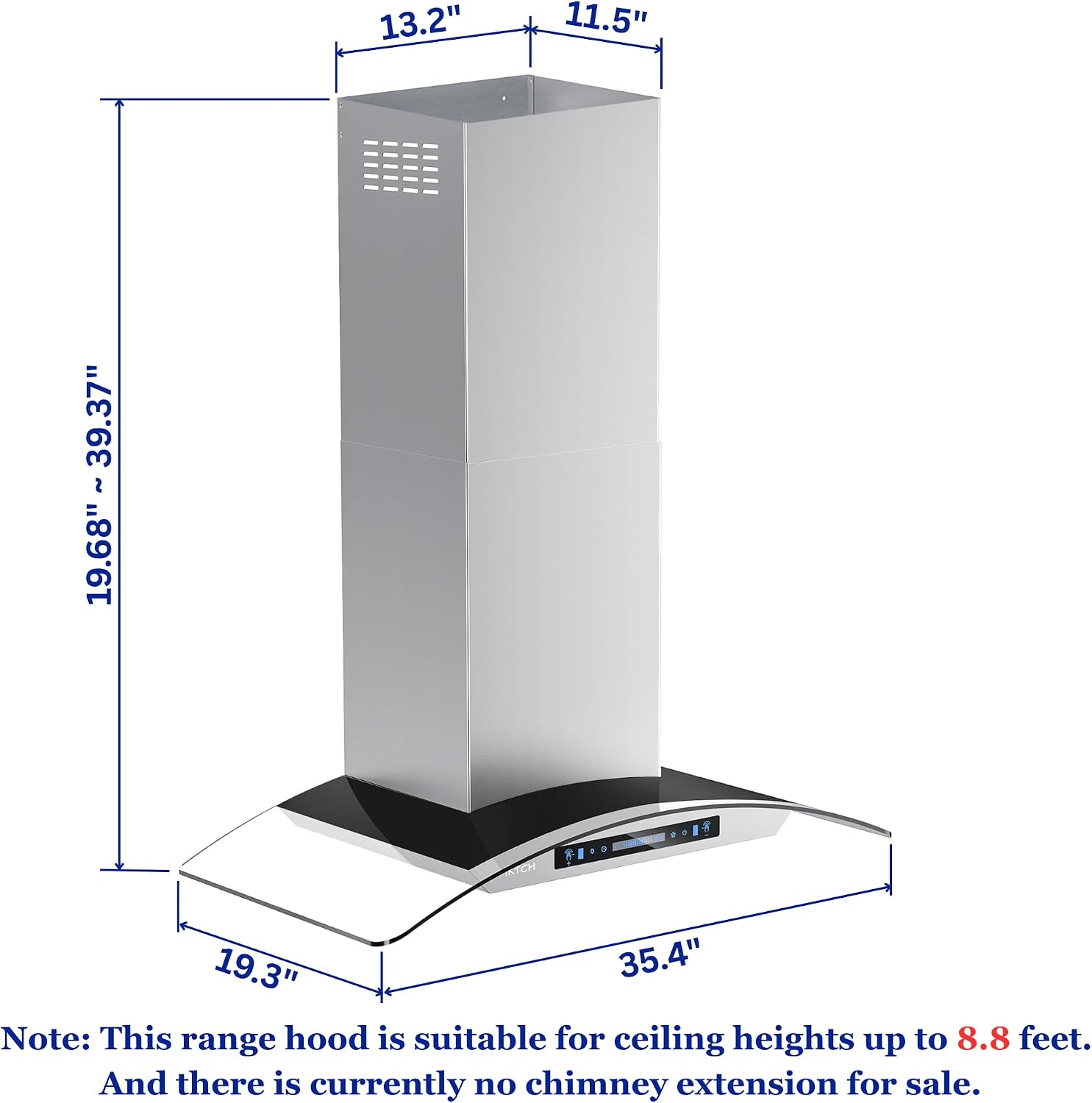 Thumbnail 6 de IKTCH IKP03-36 36-Inch Wall-Mount Range Hood, 900 CFM, Ducted