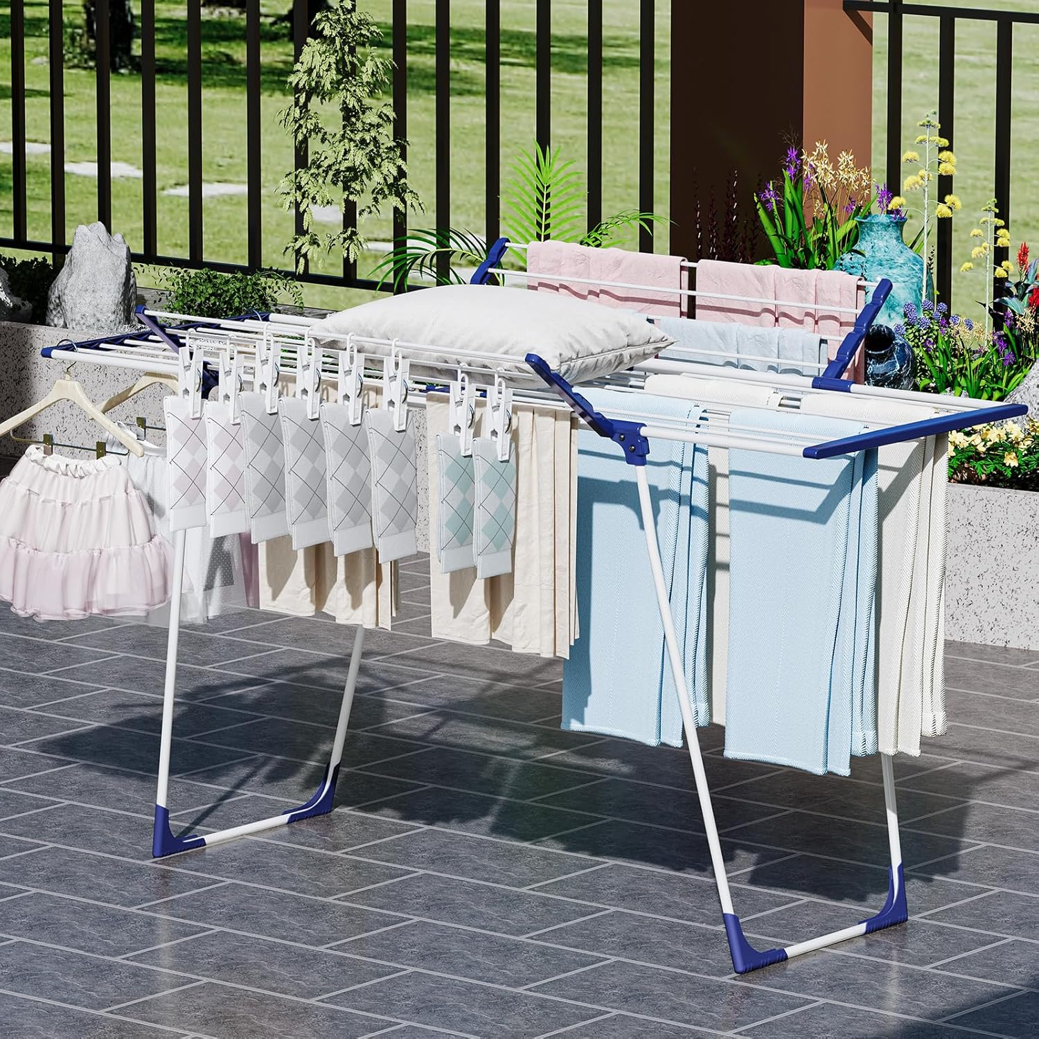 Detalle de SYKIARIOL Extendable Clothes Airer with Gullwing Wings