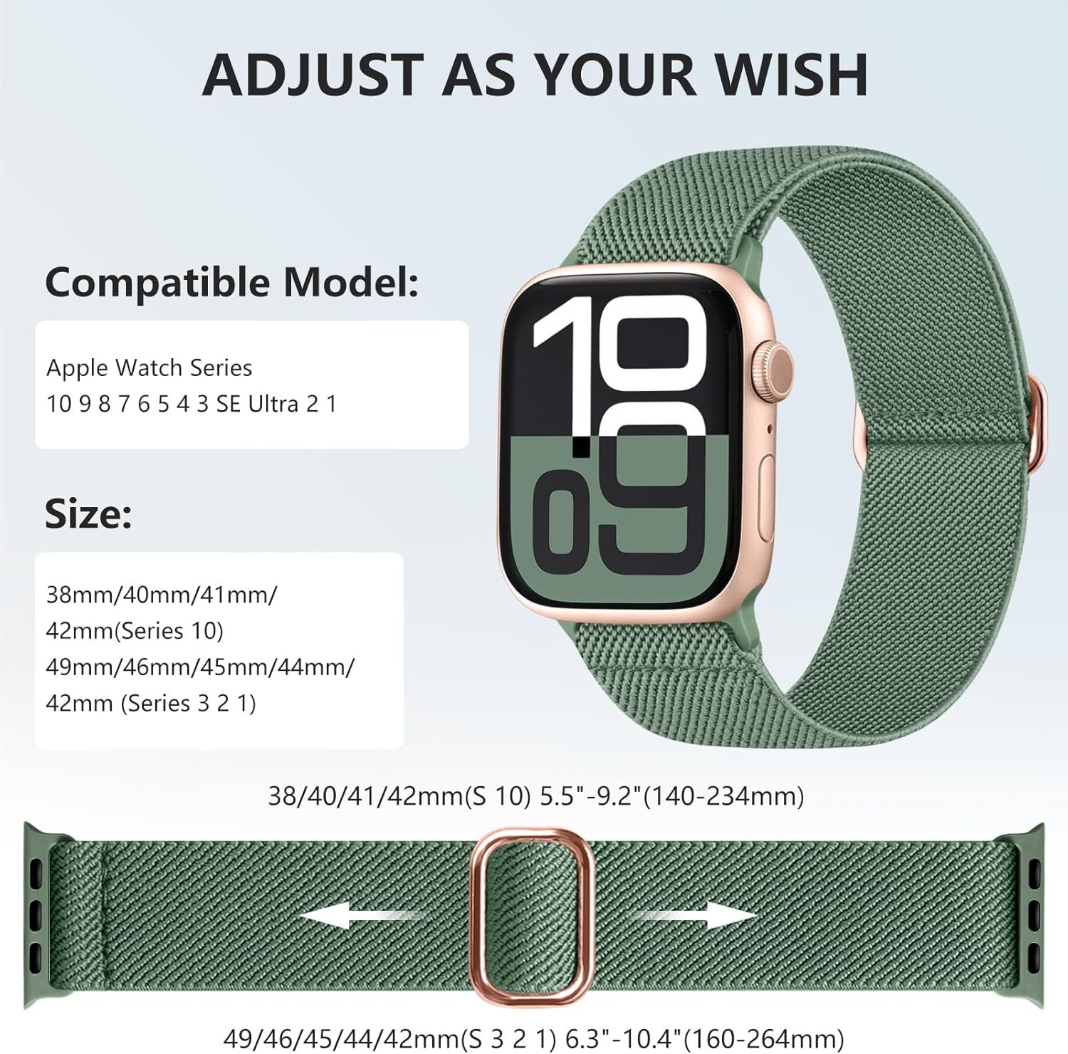 Thumbnail 3 de IMIVIO Water-Resistant Elastic Straps for Apple Watch (40/42mm, 38/41mm) – Stretch Nylon Sport Band