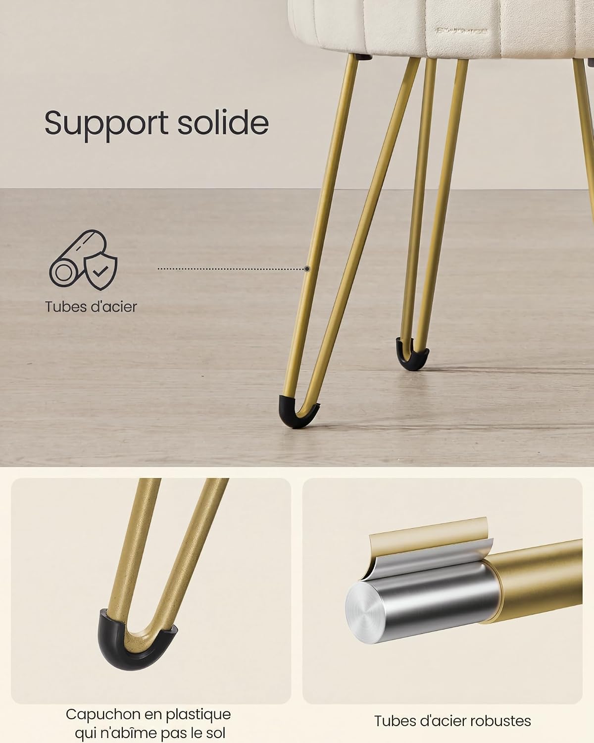 Detalle 2 de SONGMICS GIANA LOM003W01 opbergkruk in fluweel, rond, 39 x 44,4 cm