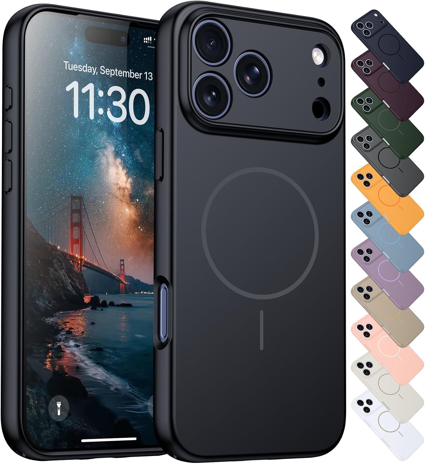Detalle de hitfine Black Magnetic Case for iPhone 17 Pro Max and iPhone 18 Pro Max, MagSafe