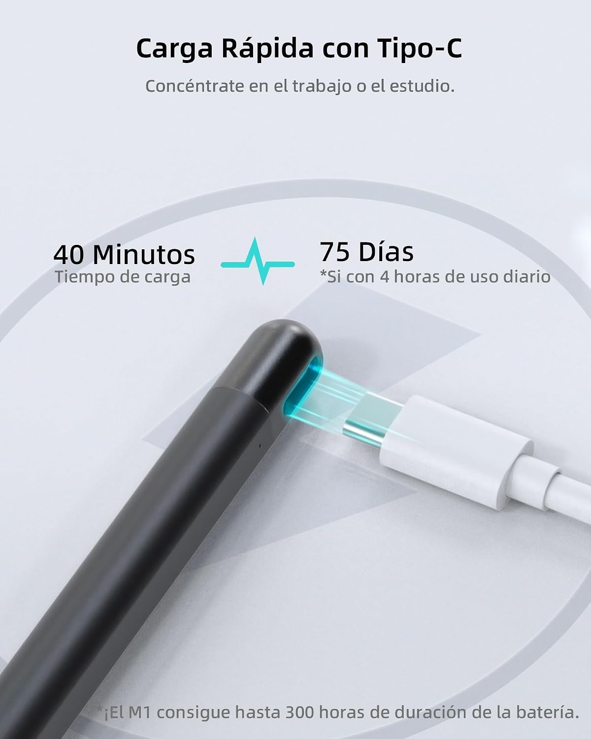 Detalle de Metapen Lápiz M1 para Surface ✏️, Carga Rápida y Duradera