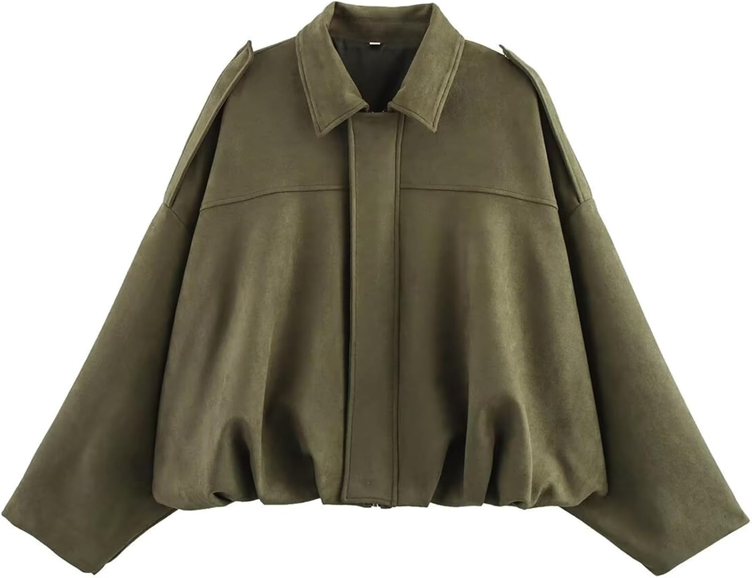 Detalle de Csvinkiko Faux Suede Bomber Jacket Oversized