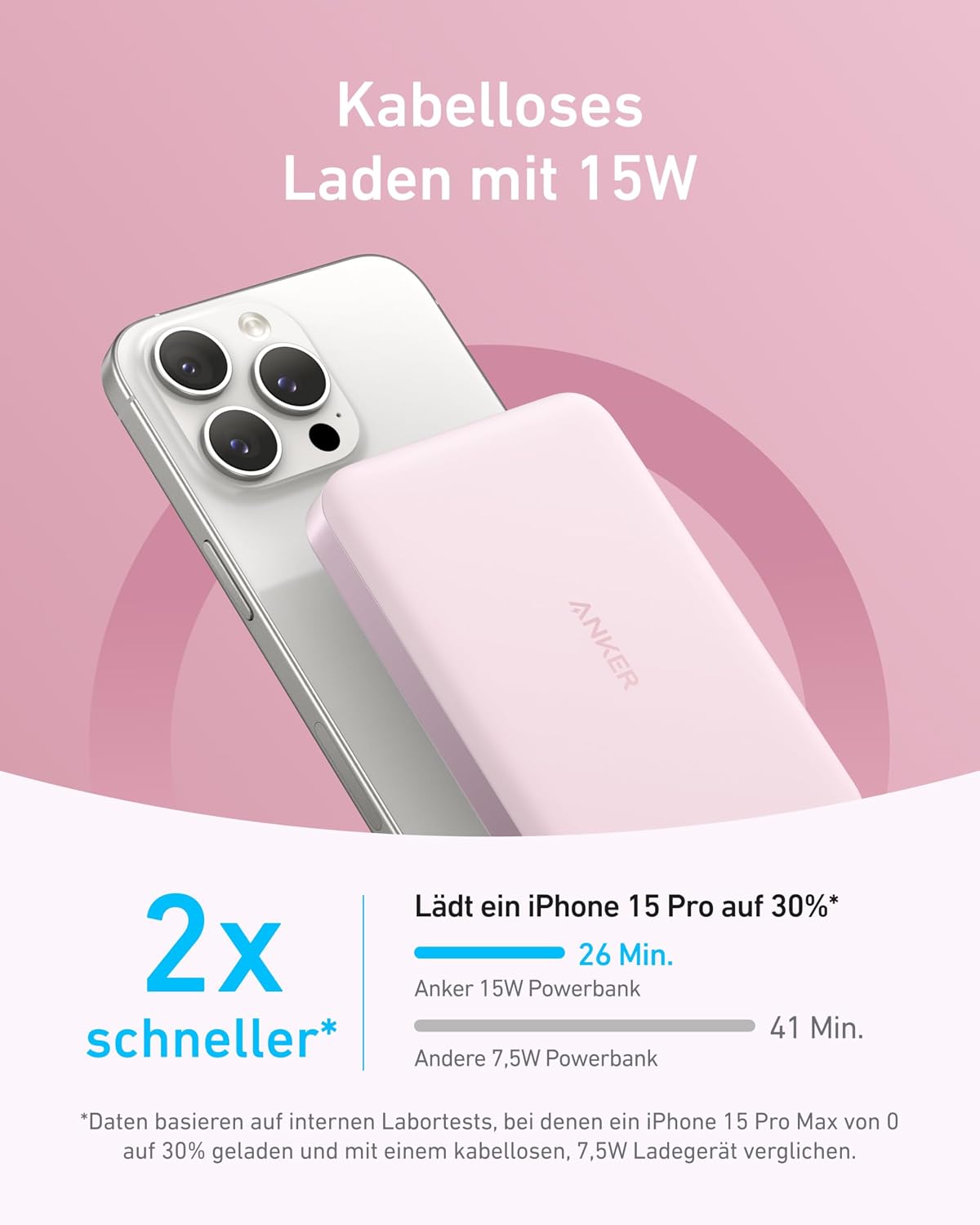 Detalle de Anker MagGo Powerbank (10.000 mAh) ultra-schlank mit Qi2 und MagSafe-kompatibler Magnet-Ausrichtung