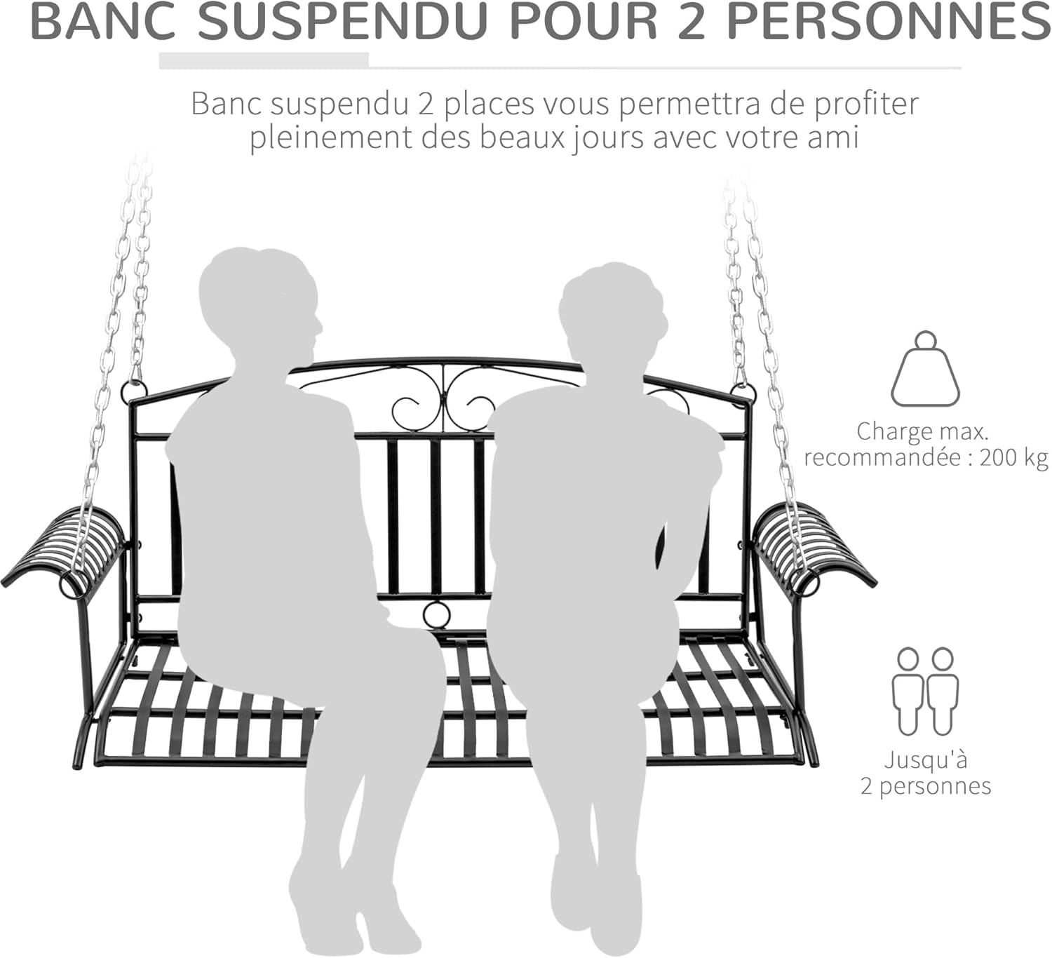 Detalle de Outsunny Banc suspendu 137 cm