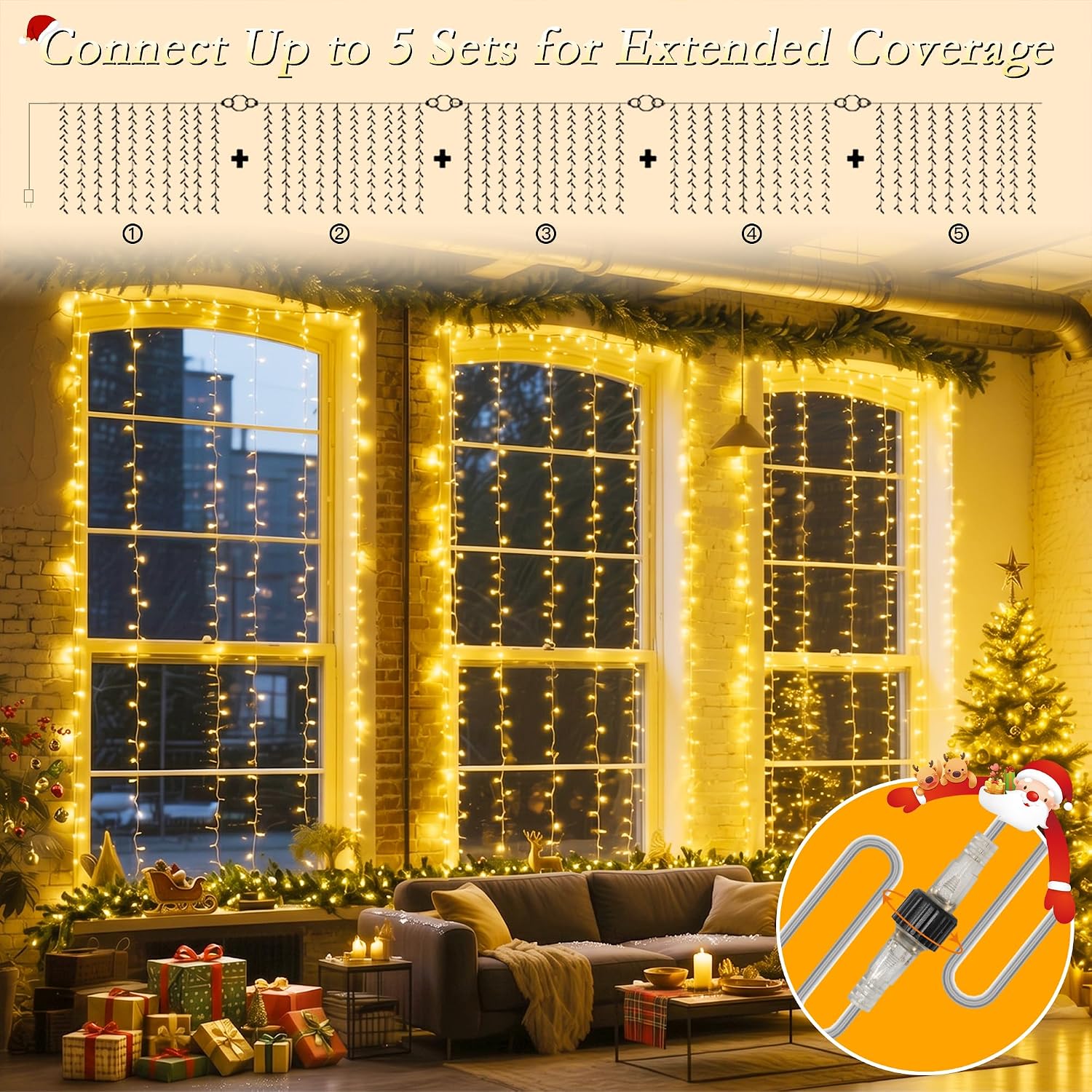 Thumbnail 6 de Soagrc BG-CL3M3-306L01 Curtain String Lights, 300 Warm White LEDs