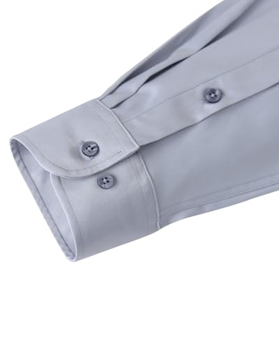 Detalle 2 de J.VER Herren Hemd Unifarben Stretch Langarm – Regular Fit, Hellgrau, XL