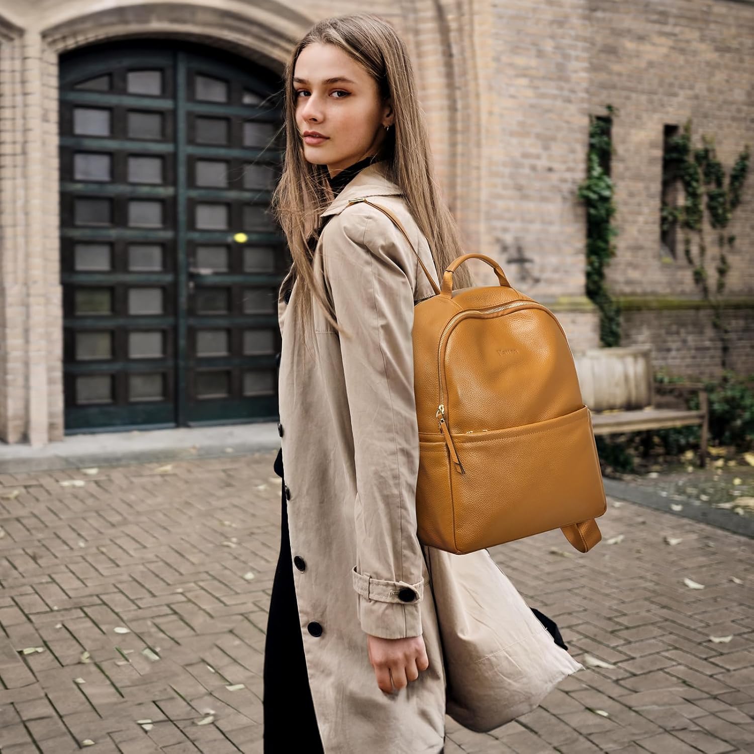 Thumbnail 6 de Kattee Sac à dos en cuir véritable pour femme – antivol doux, décontracté et tendance