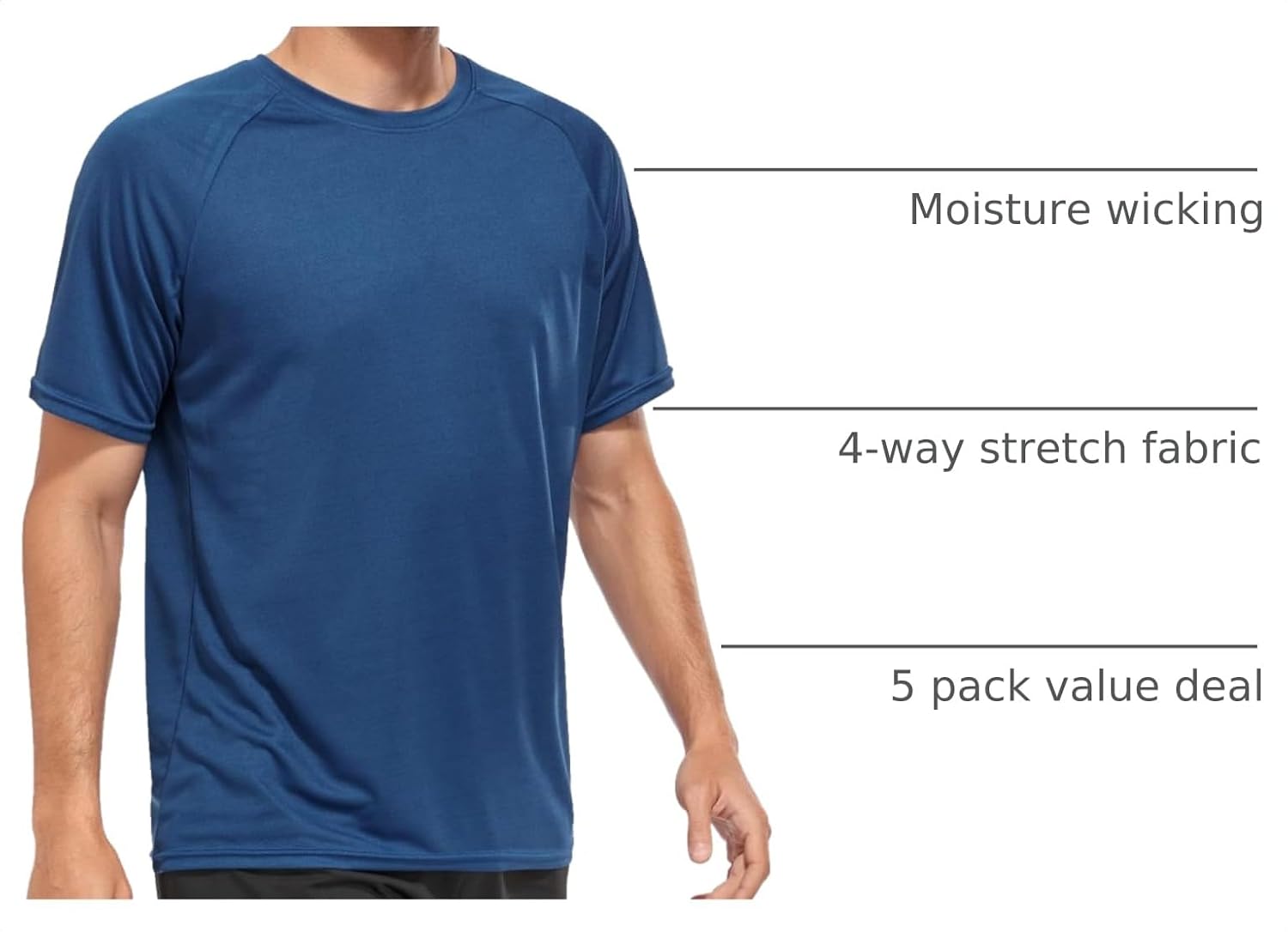 Detalle de Kinglaman Men's Workout T-Shirts, Quick-Dry Mesh, Short Sleeve Crewneck