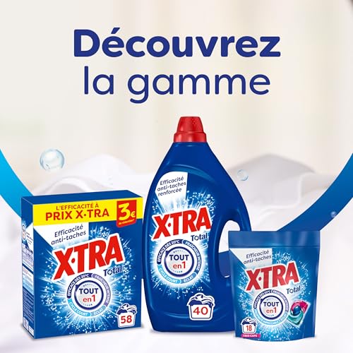 Thumbnail 7 de X-TRA Total Lessive Liquide Tout en 1 – Efficacité anti-taches renforcée, cycle court, Éclat et Fraîcheur (85 lavages)