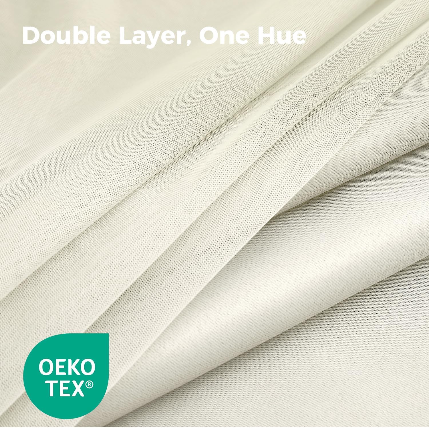 Detalle 2 de Swandream Ivory 100% Blackout Curtains, Double Layer, 52" x 84", 2 Panels
