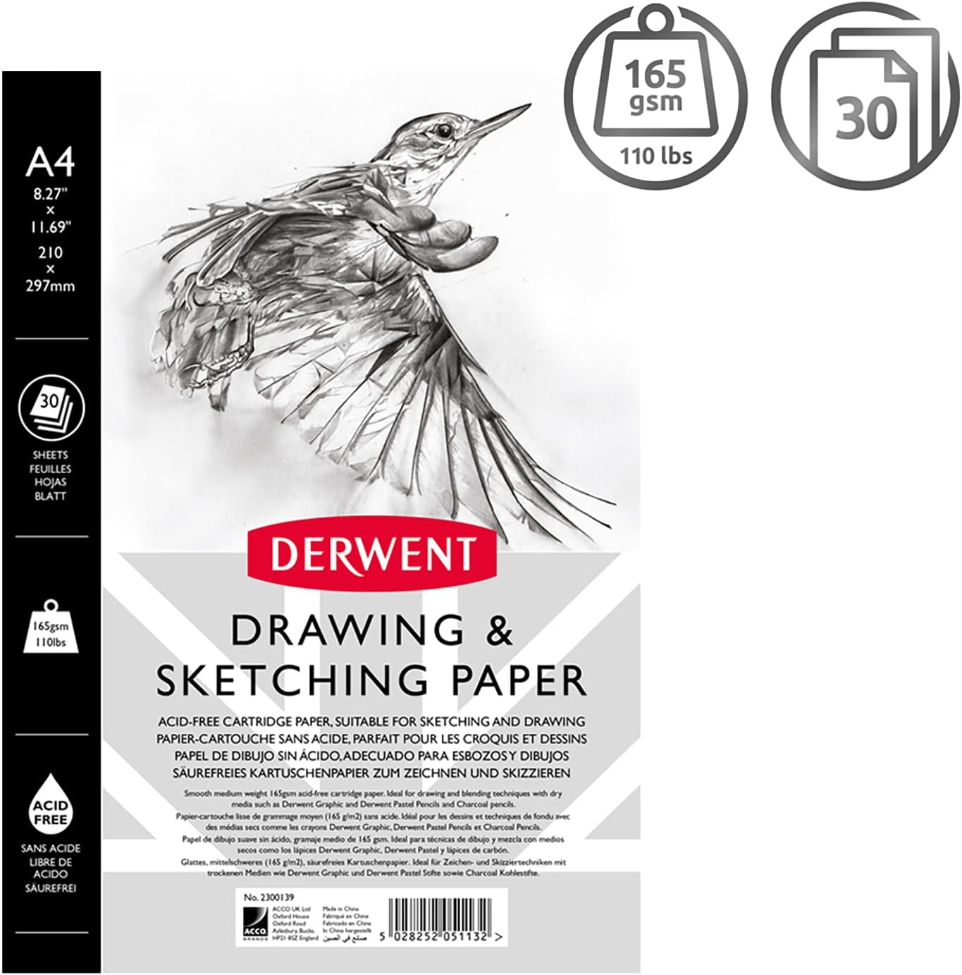 Thumbnail 1 de Derwent Carnet de croquis A4 30 feuilles 📒