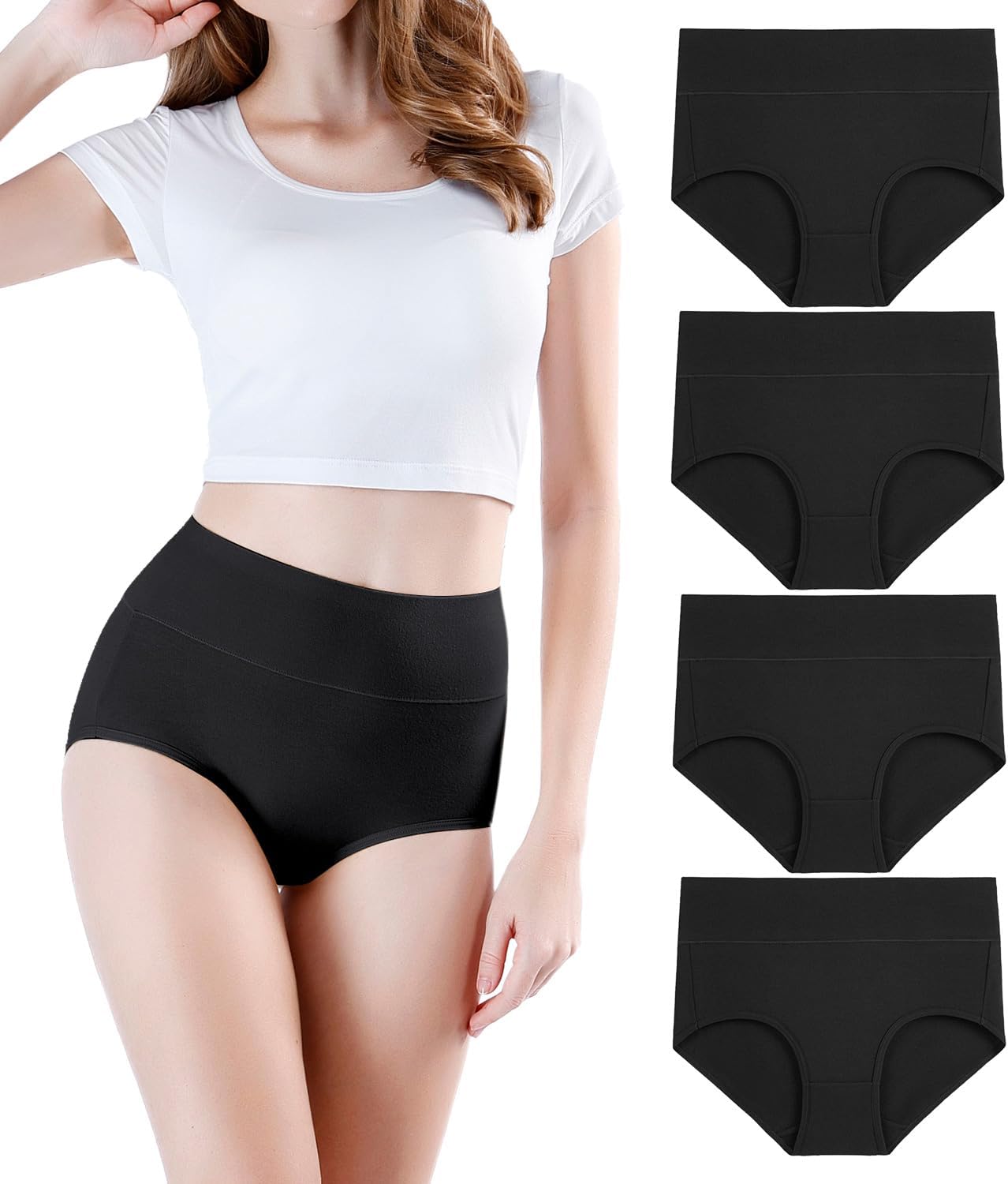 Detalle 2 de wirarpa Hochtaillierte Baumwollunterwäsche Damen 4er Pack