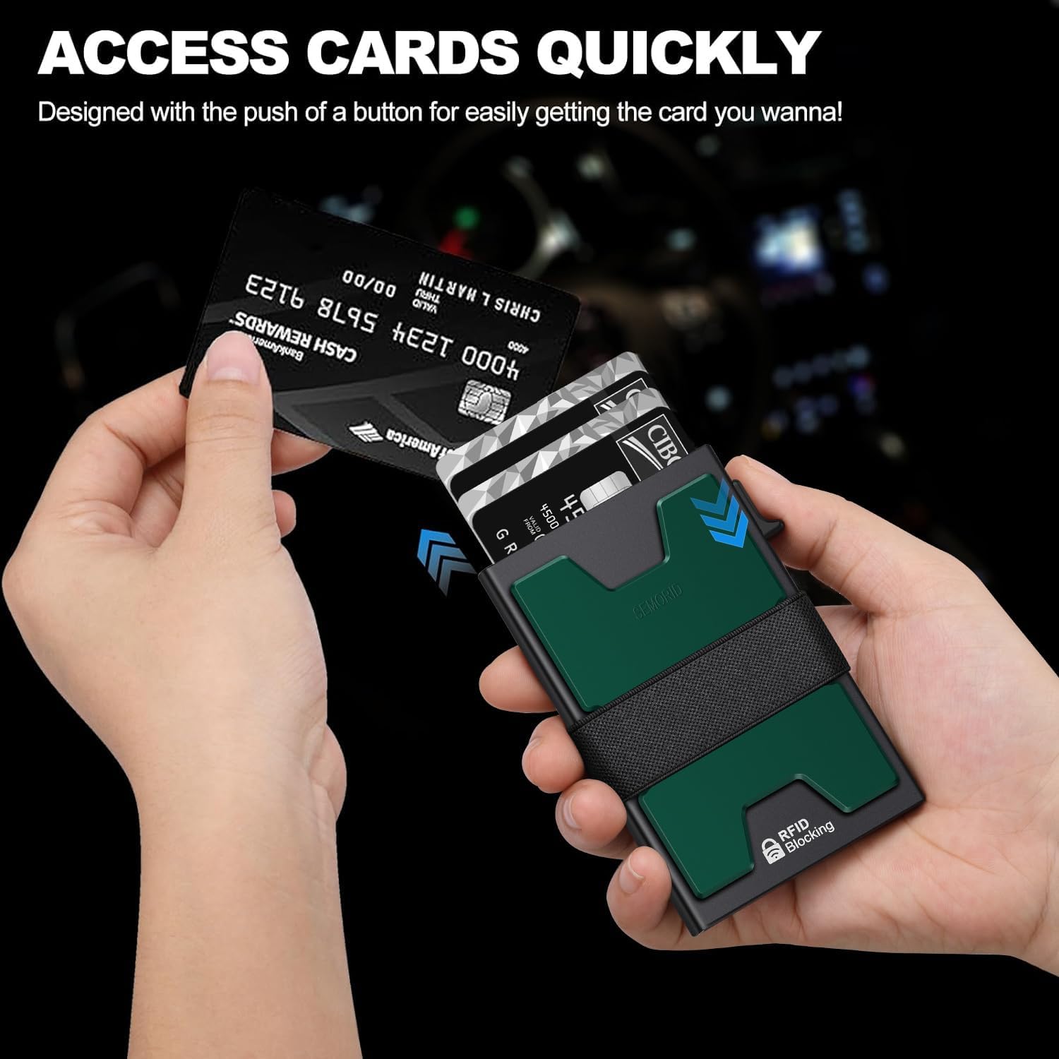 Detalle de SEMRID Slim Aluminum Card Holder Wallet holds 12+ cards 💼