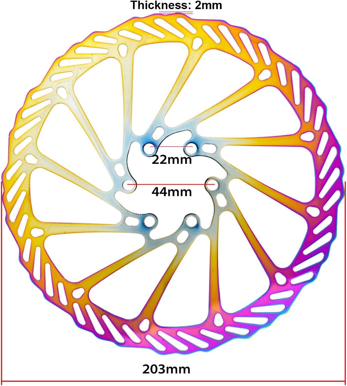 Thumbnail 1 de CNCLOL stainless steel disc brake rotors (160mm, 180mm, 203mm) in blue/gold/rainbow set