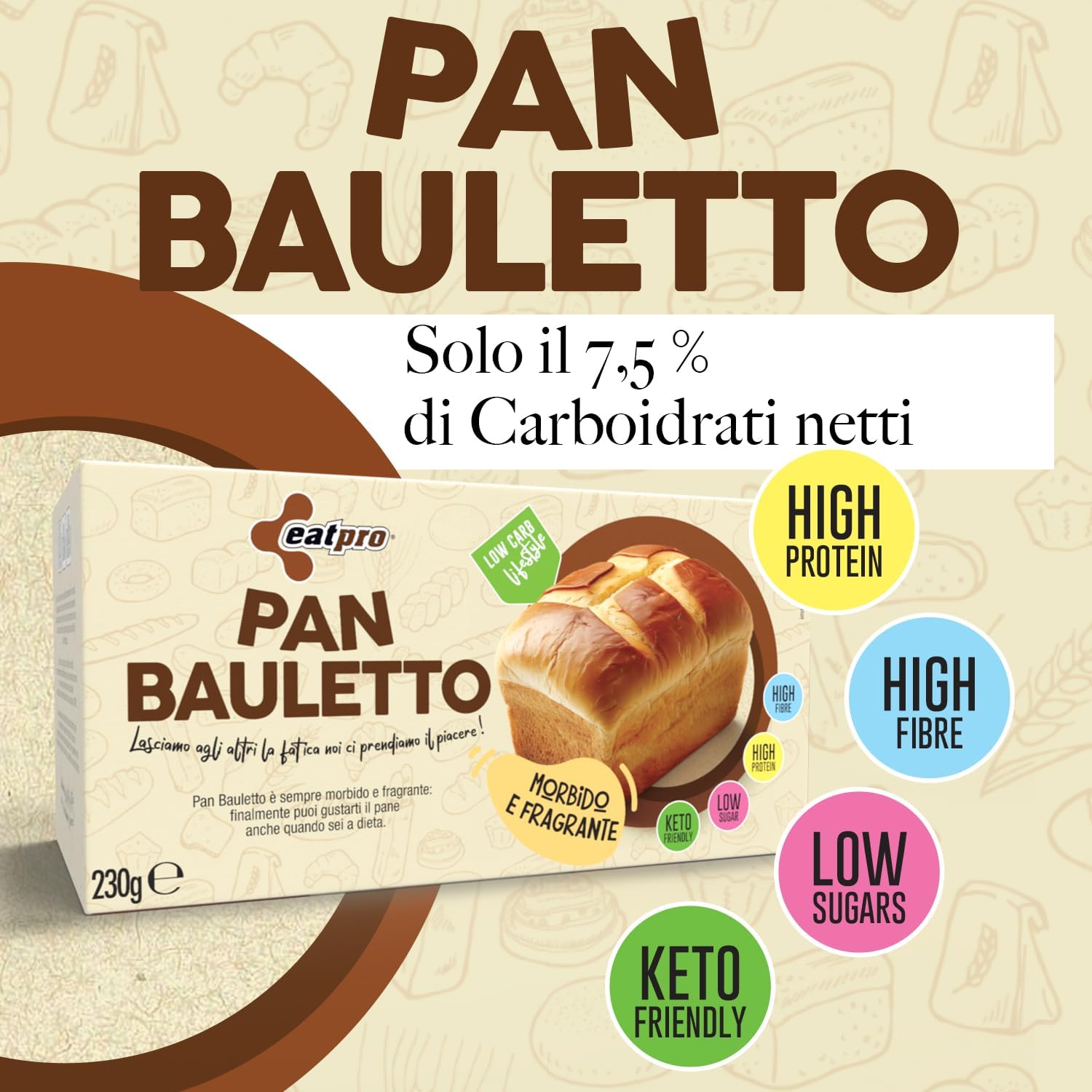 Detalle 2 de EatPro Pane Proteico Dolce 230g, 15% proteine 🍞