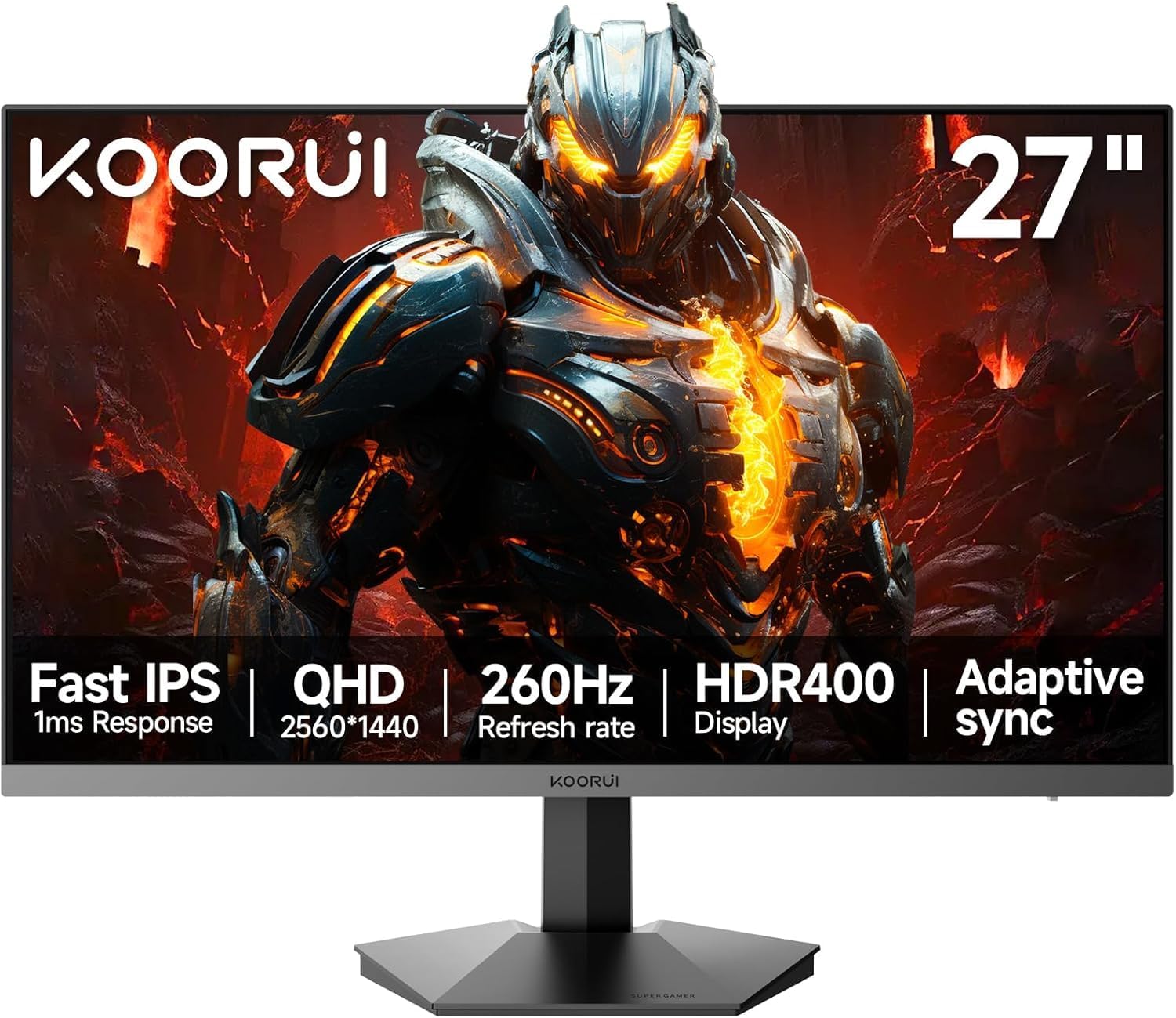Detalle de KOORUI 27 inch QHD Gaming Monitor G2721X: 2560x1440, 260Hz (240Hz supported), HDR400, Fast IPS