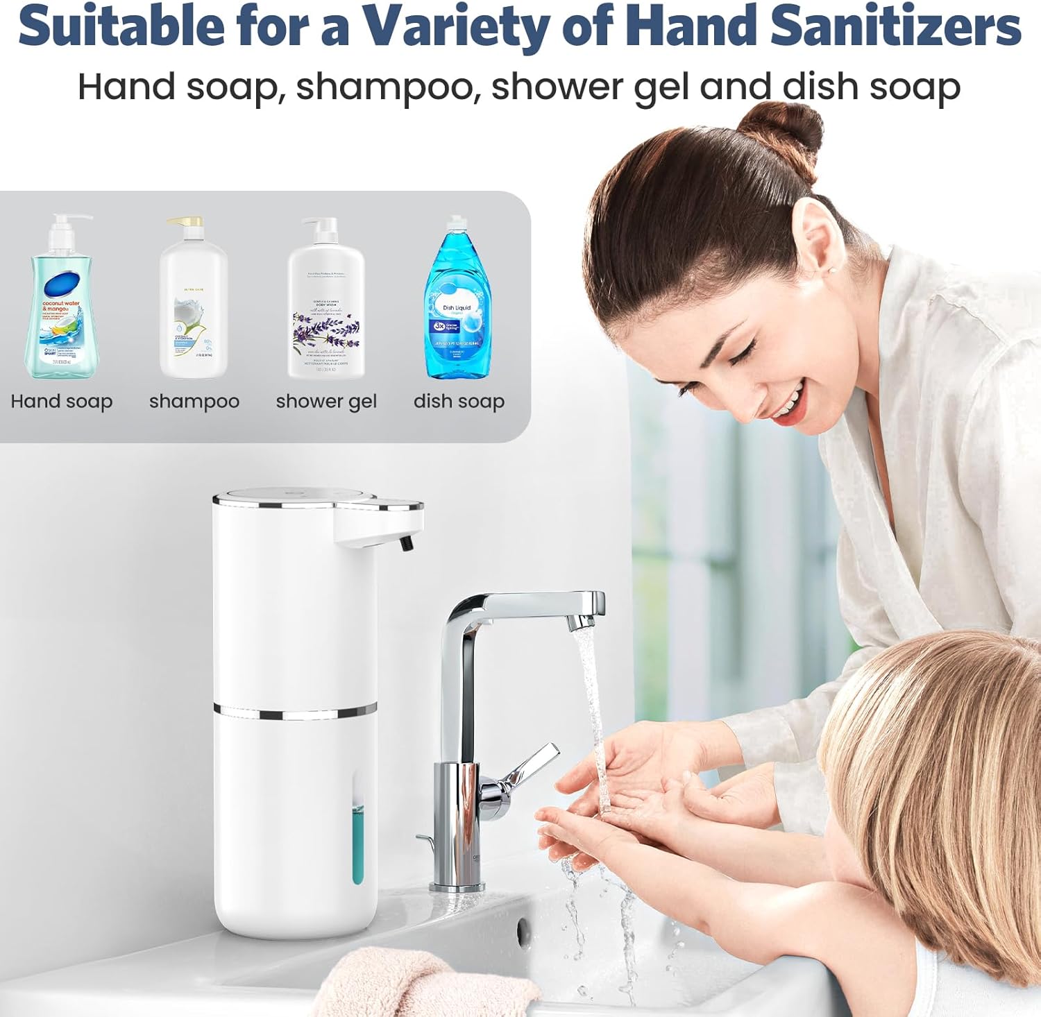 Detalle de HAPPHOOH Seifenspender Automatisch – 380 ml, Sensor, USB-Aufladung, IPX5, Wand- oder Tischmontage