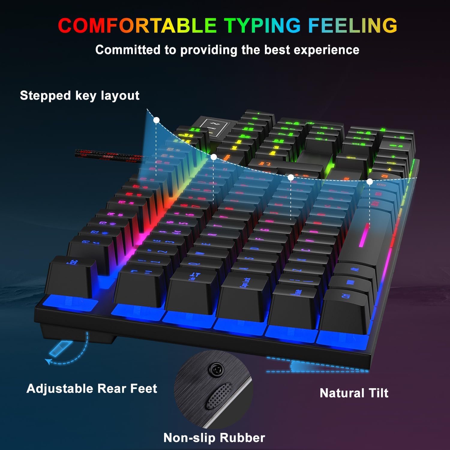 Detalle 2 de Rewurnth Gaming Keyboard set, RGB wired