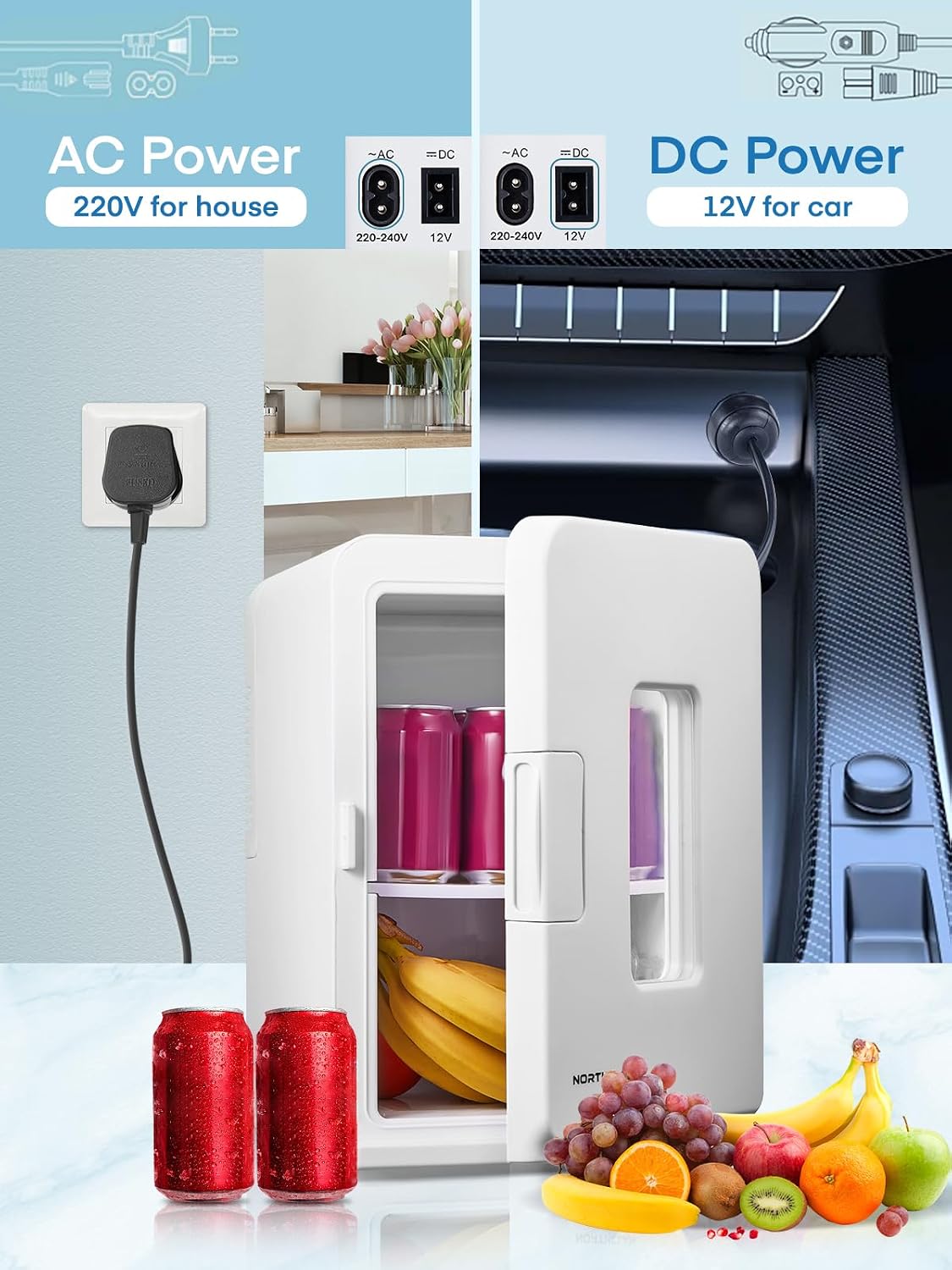Detalle de NORTHCLAN Mini Fridge 15L: Compact Cool and Warm Thermoelectric in White