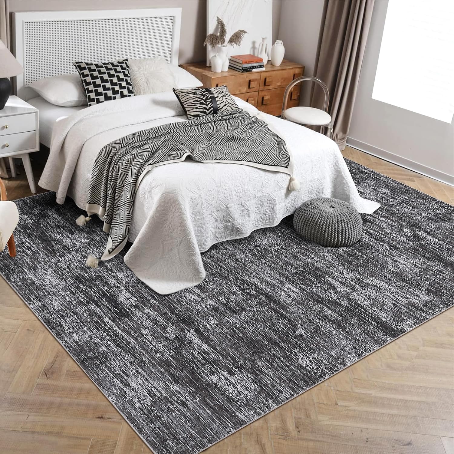 Detalle de RUGSREAL 6x9 Dark Grey Area Rug 🏡