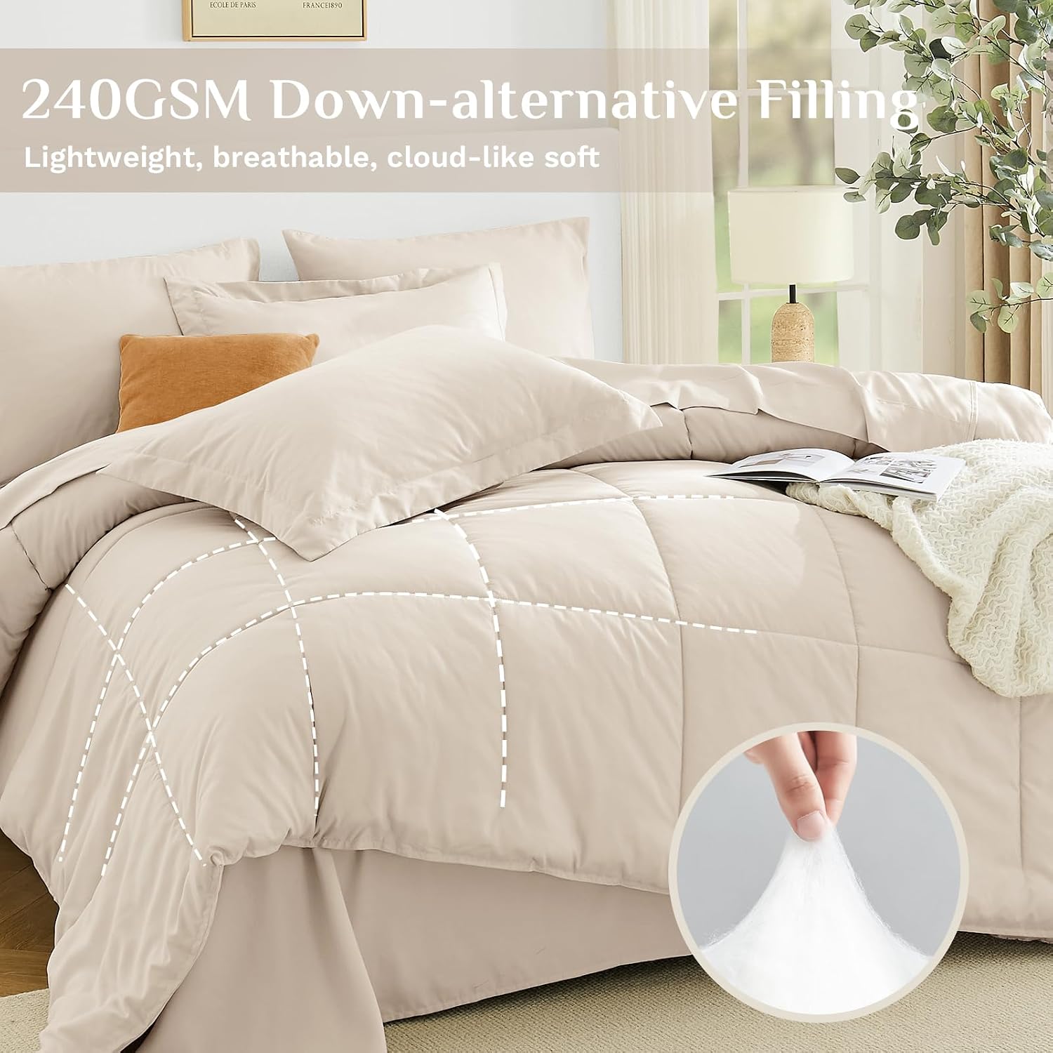 Detalle 2 de JOLLYVOGUE Queen Comforter Set 7-Piece