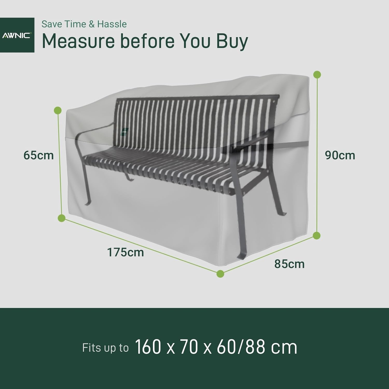 Detalle 2 de AWNIC Garden Furniture Cover 3 Seater Loveseat – Heavy Duty Waterproof Ripstop Cover