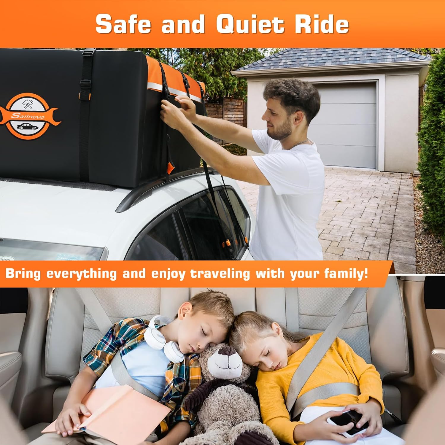 Thumbnail 6 de Sailnovo 20 Cubic Feet Foldable Car Roof Bag with 6 Door Hooks and Anti-Slip Mat