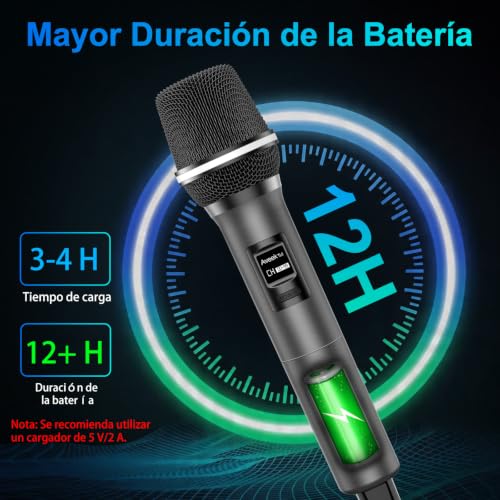 Detalle de Aveek Micrófono Inalámbrico para Karaoke – Alcance de 30 m, DSP y Sonido Claro