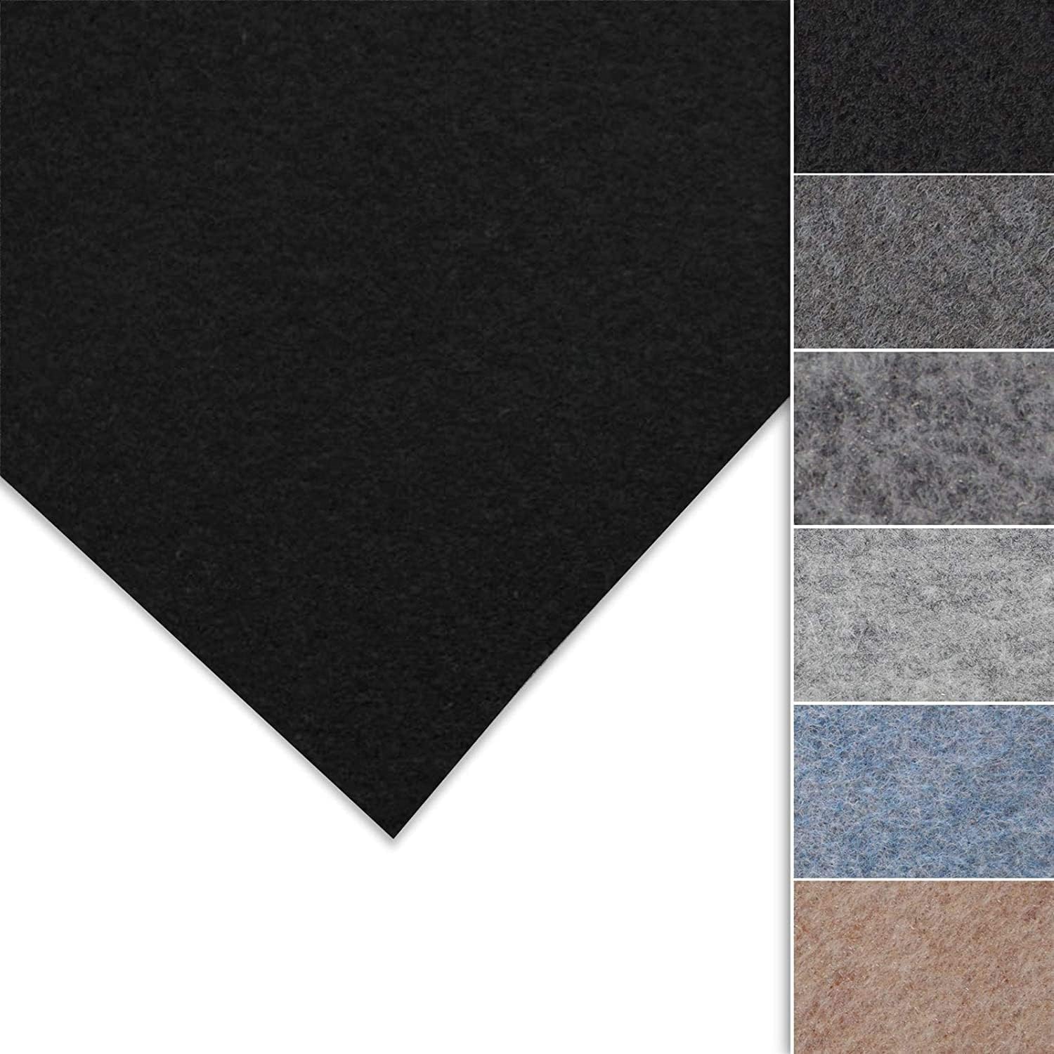 Detalle de KARAT Filzstoff – Bastelfilz, Bespannstoff Kfz Filzstoff, 200 x 150 cm, Schwarz