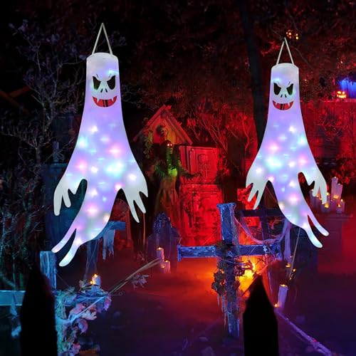 Thumbnail 6 de Moxled Halloween-Geister-Windsäcke, 3er-Set, 120 cm mit bunten LED-Lichtern