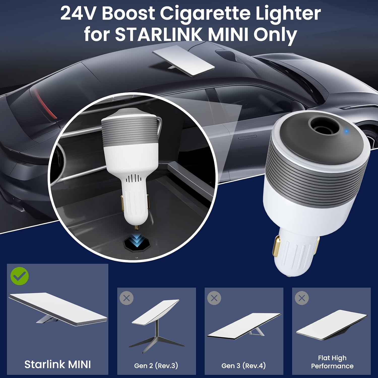 Detalle de Starlink Mini car power adapter 16 AWG