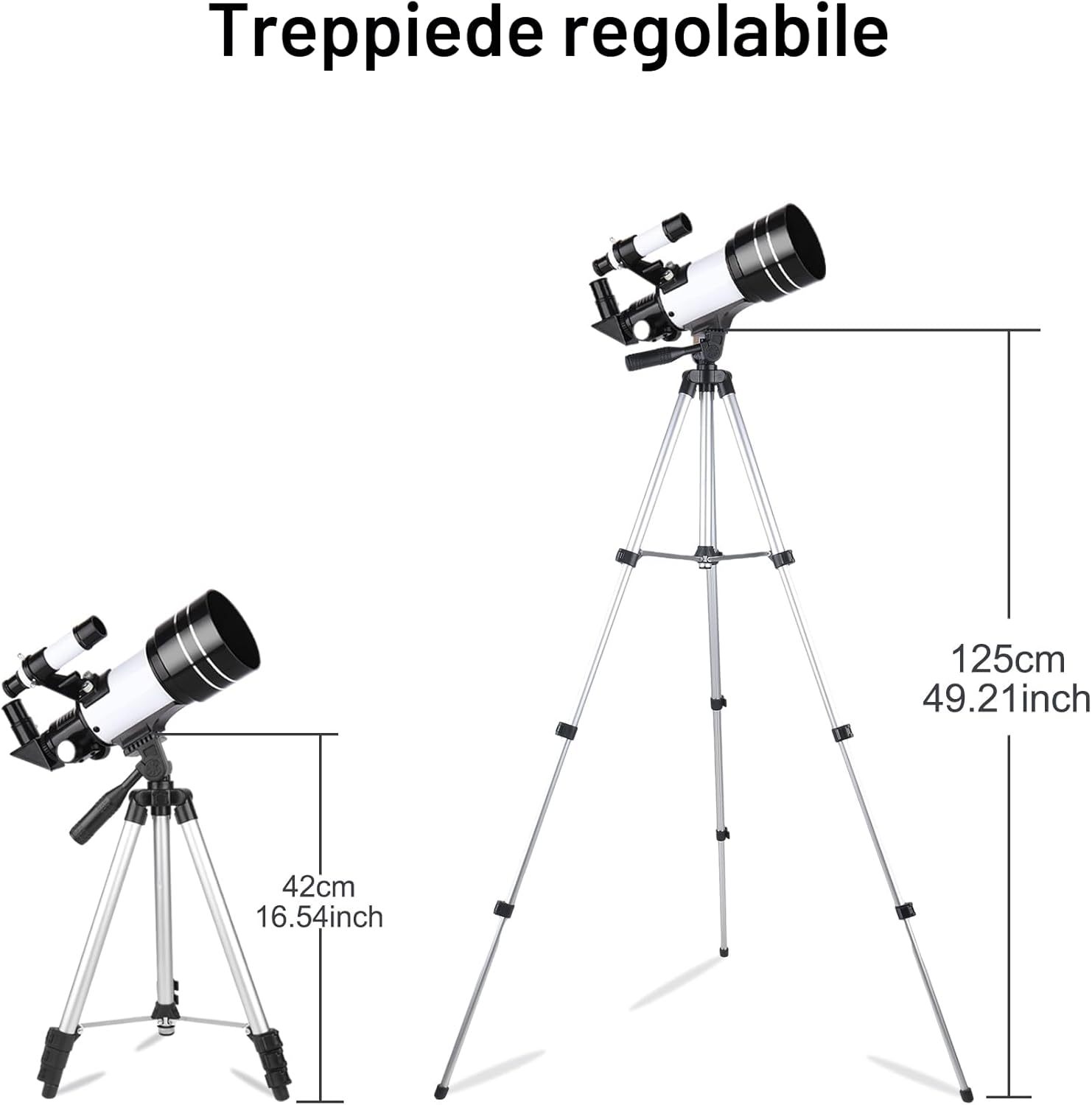 Detalle de Misilmp Telescopio telescopico per adulti e principianti da 70 mm con cercatore 5x24, treppiede regolabile e accessori