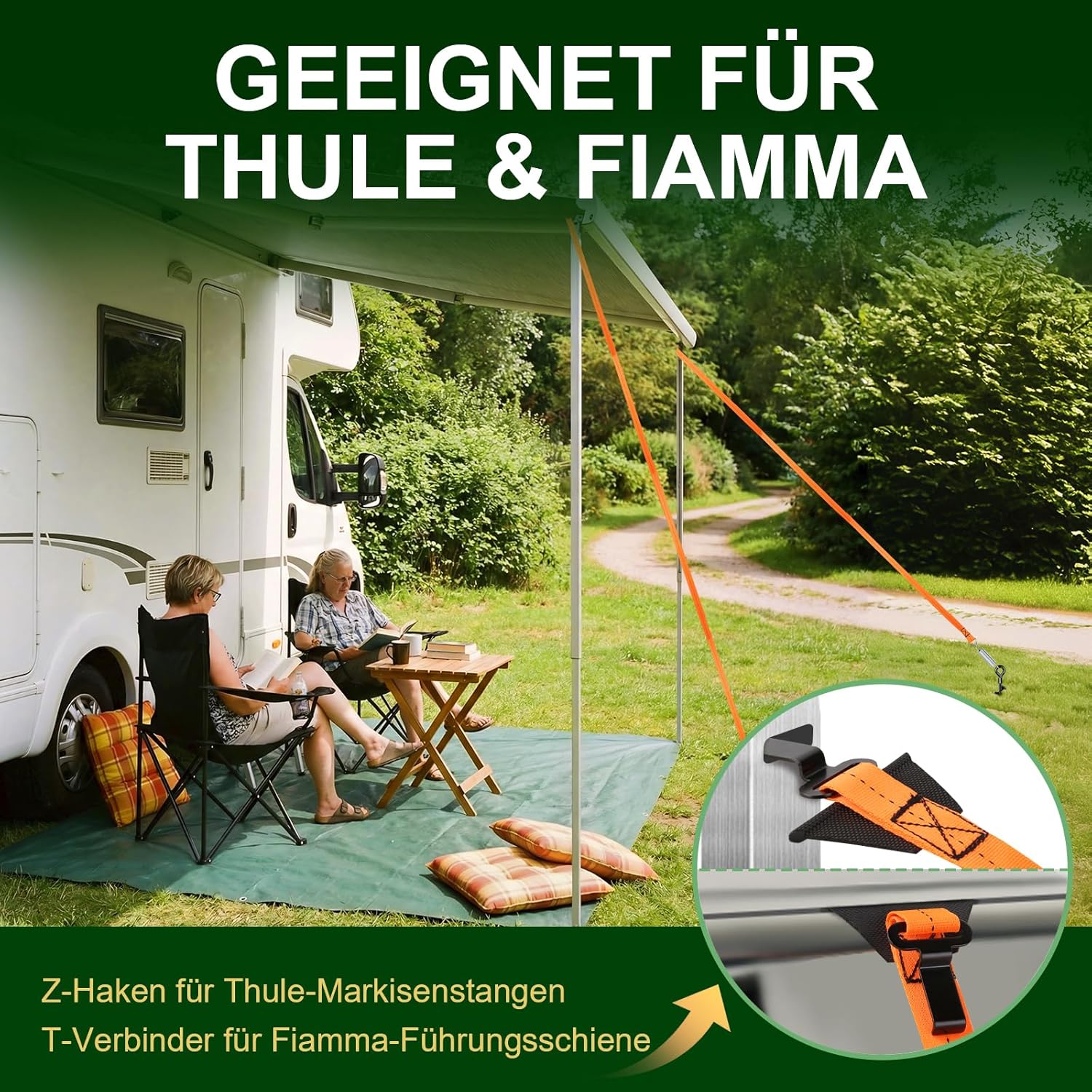 Thumbnail 2 de SCHINTILLO Verbessert Sturmband & Spiralförmige Bodenanker für Markise/Vorzelt (37 cm, 120 km/h)