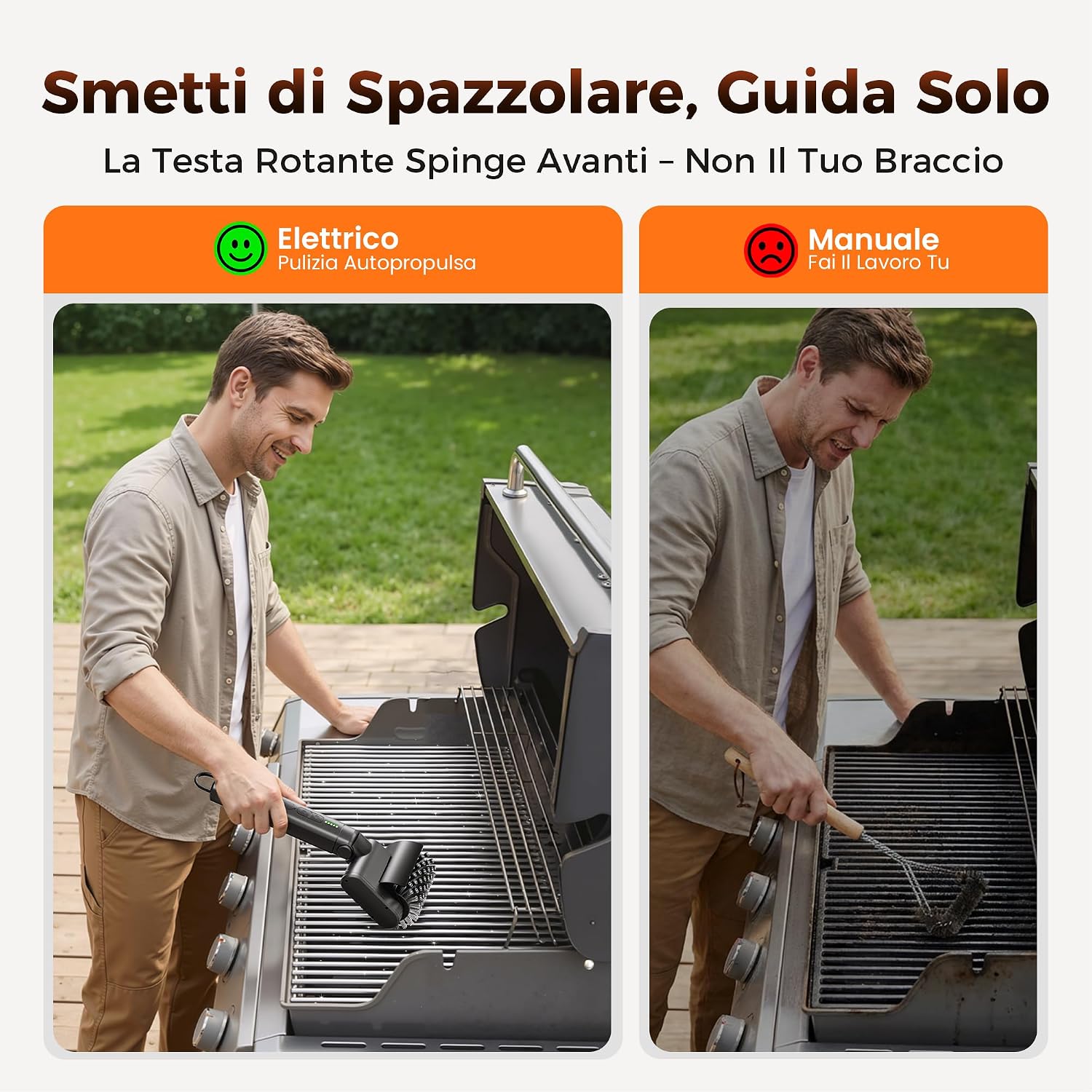 Thumbnail 6 de Leebein Spazzola Elettrica per Barbecue 2026: pulizia 3 velocità, 3 testine e angolo regolabile