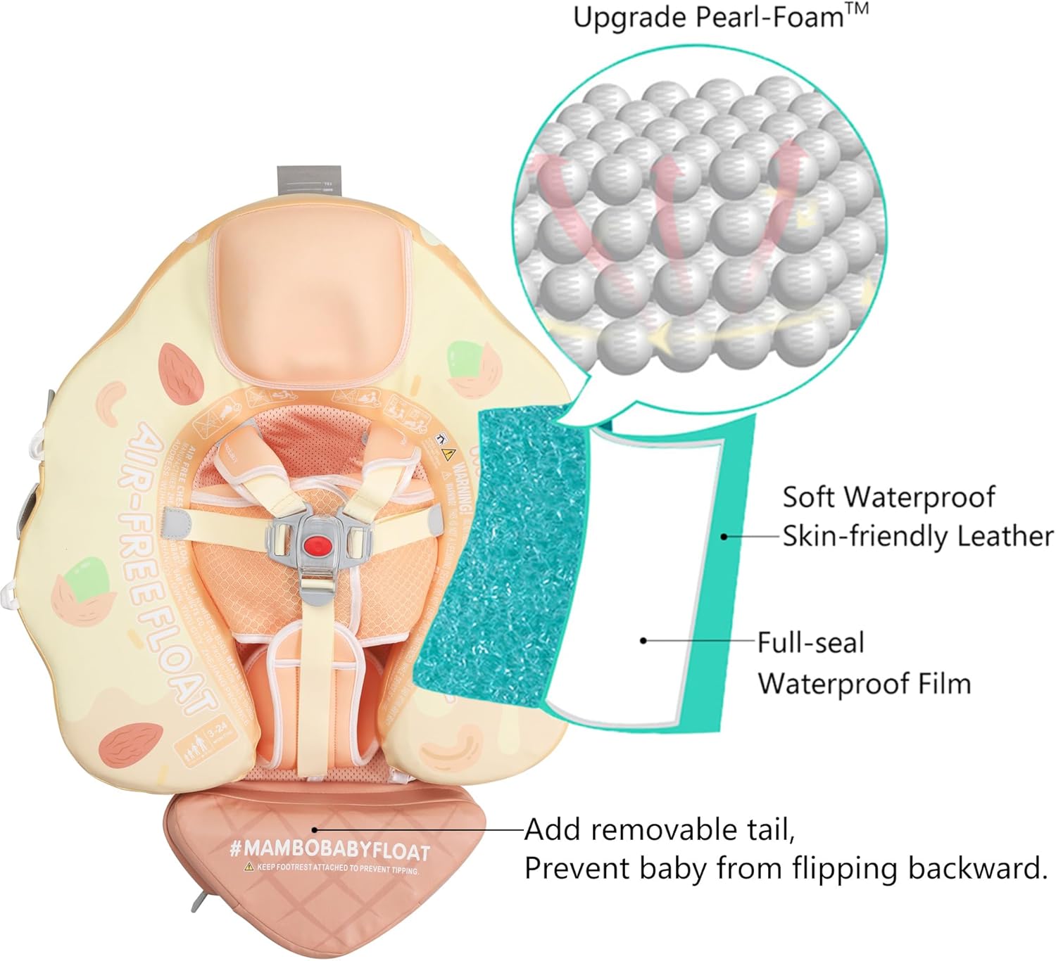 Thumbnail 1 de Mambobaby Float Add Tail Baby/Infant Swim Float with Canopy (Limited Edition Yellow)