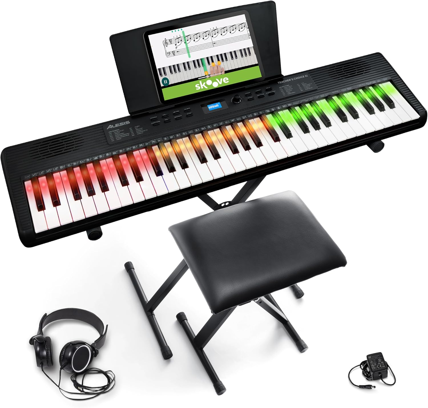 Detalle de Alesis TEACHERSCHCE61 Teacher's Choice 61-Key Keyboard Bundle with Light-Up Keys