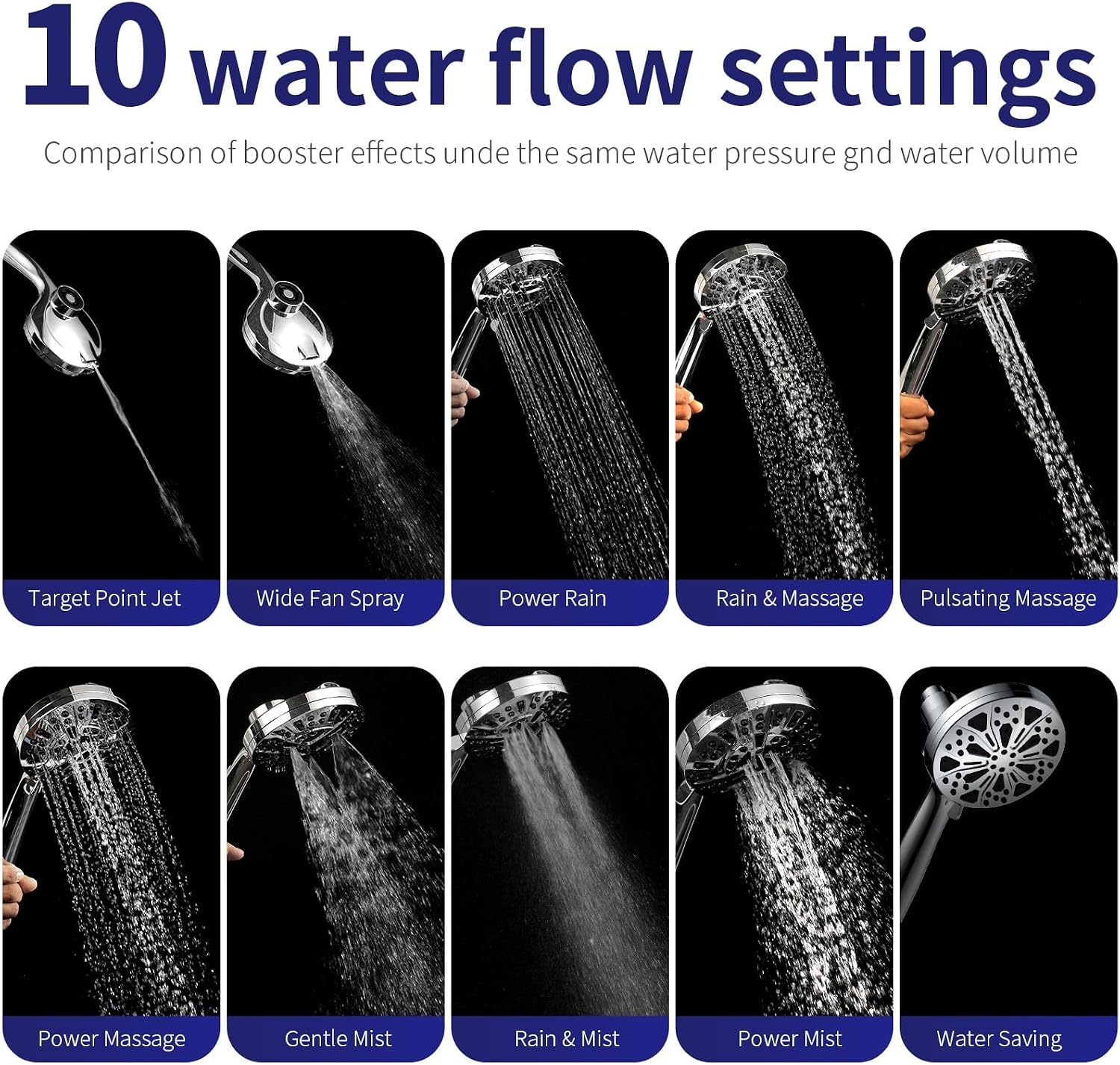 Detalle 2 de Handheld Shower Head, 10 Spray Modes