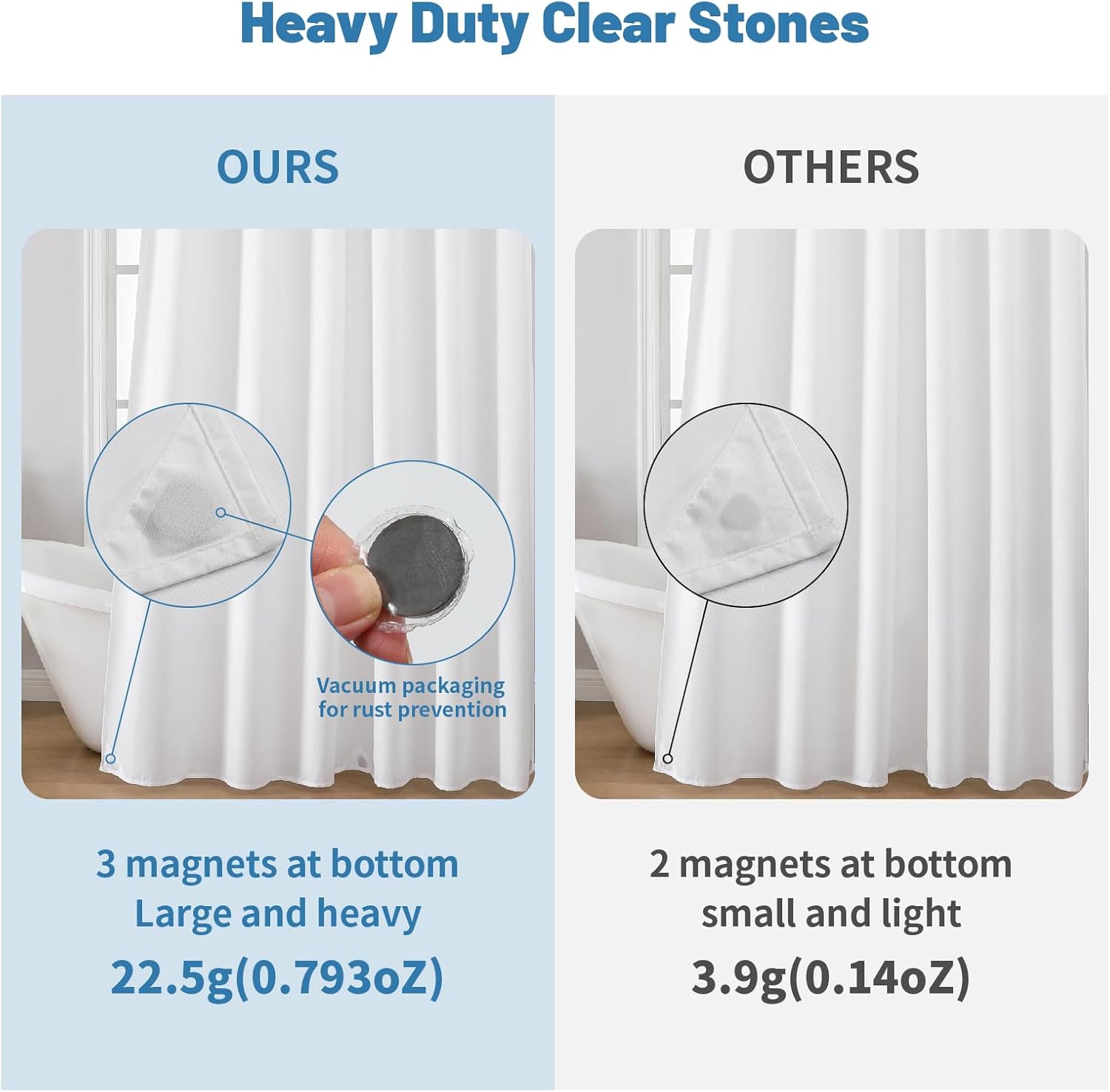 Thumbnail 4 de THAIGEE 72x72in Water-Repellent Fabric Shower Curtain Liner — Hotel-Quality, Magnetic, Rustproof, Quick-Dry