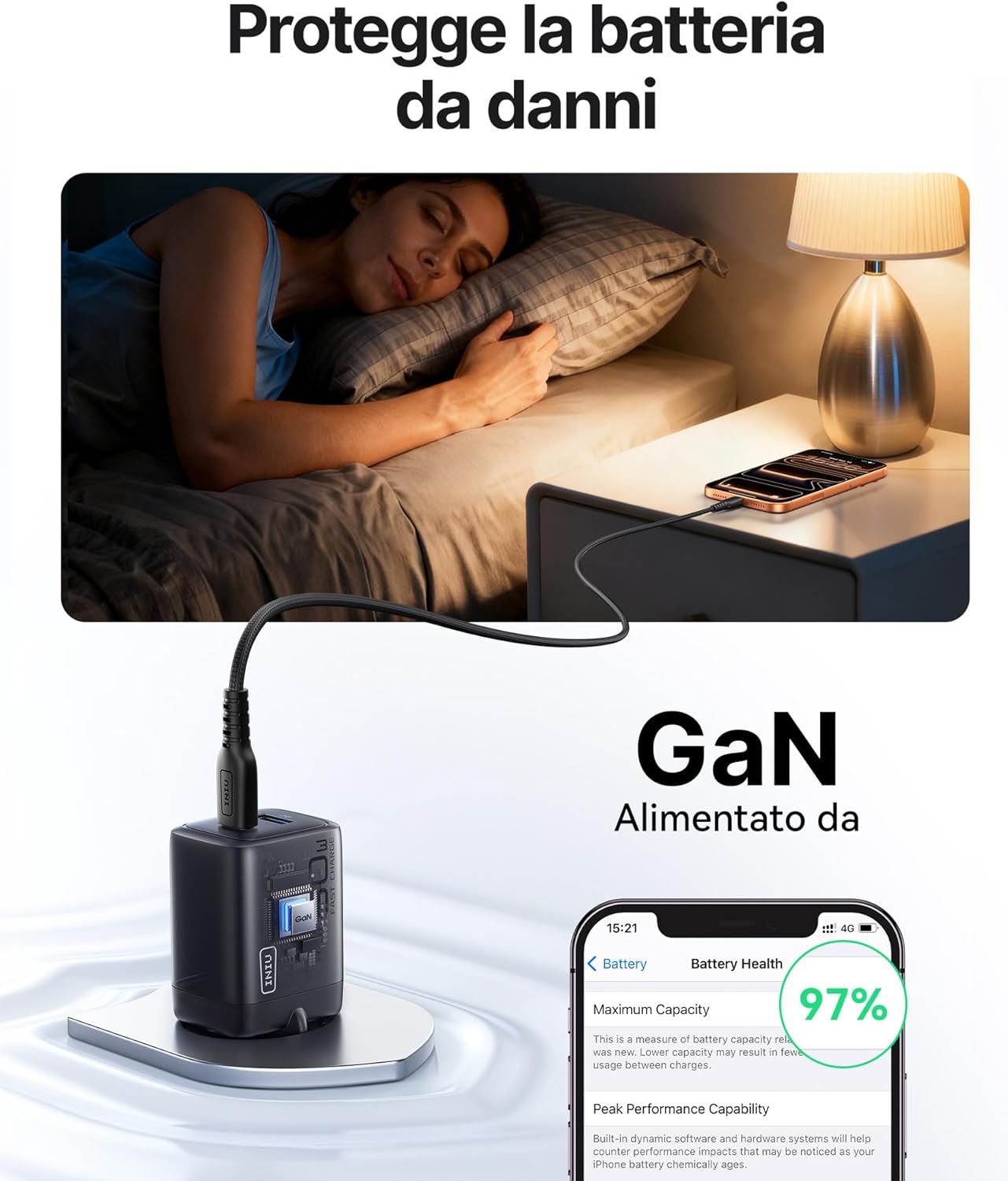 Thumbnail 4 de INIU Caricatore USB‑C 30W doppio porta USB‑C e USB‑A per smartphone e tablet
