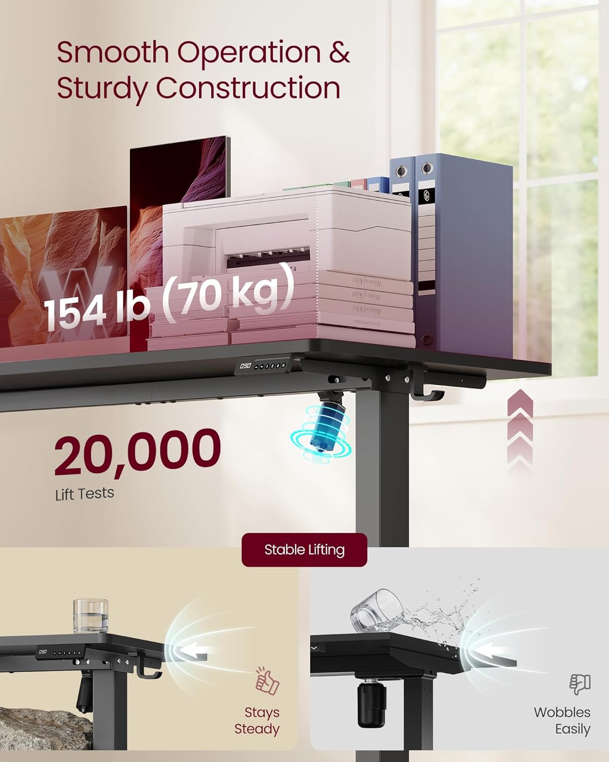 Thumbnail 4 de VASAGLE Electric Standing Desk LSD312BZ01: 120 x 60 cm, Height Adjustable with 4 Memory Heights